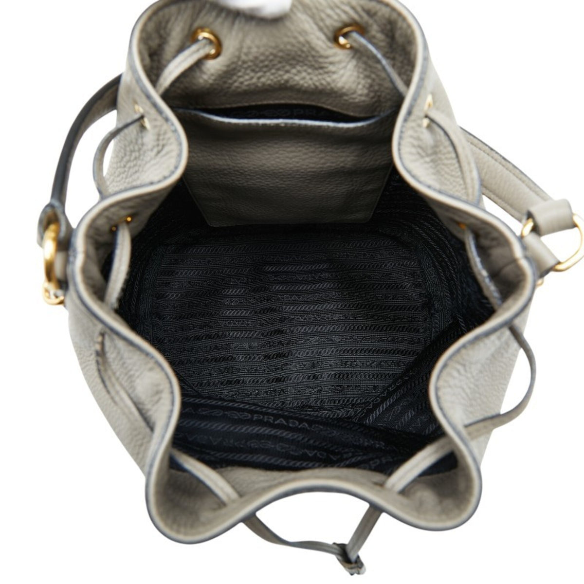 Prada Grayish Leather Handbag Shoulder Bag (Pre-Owned)