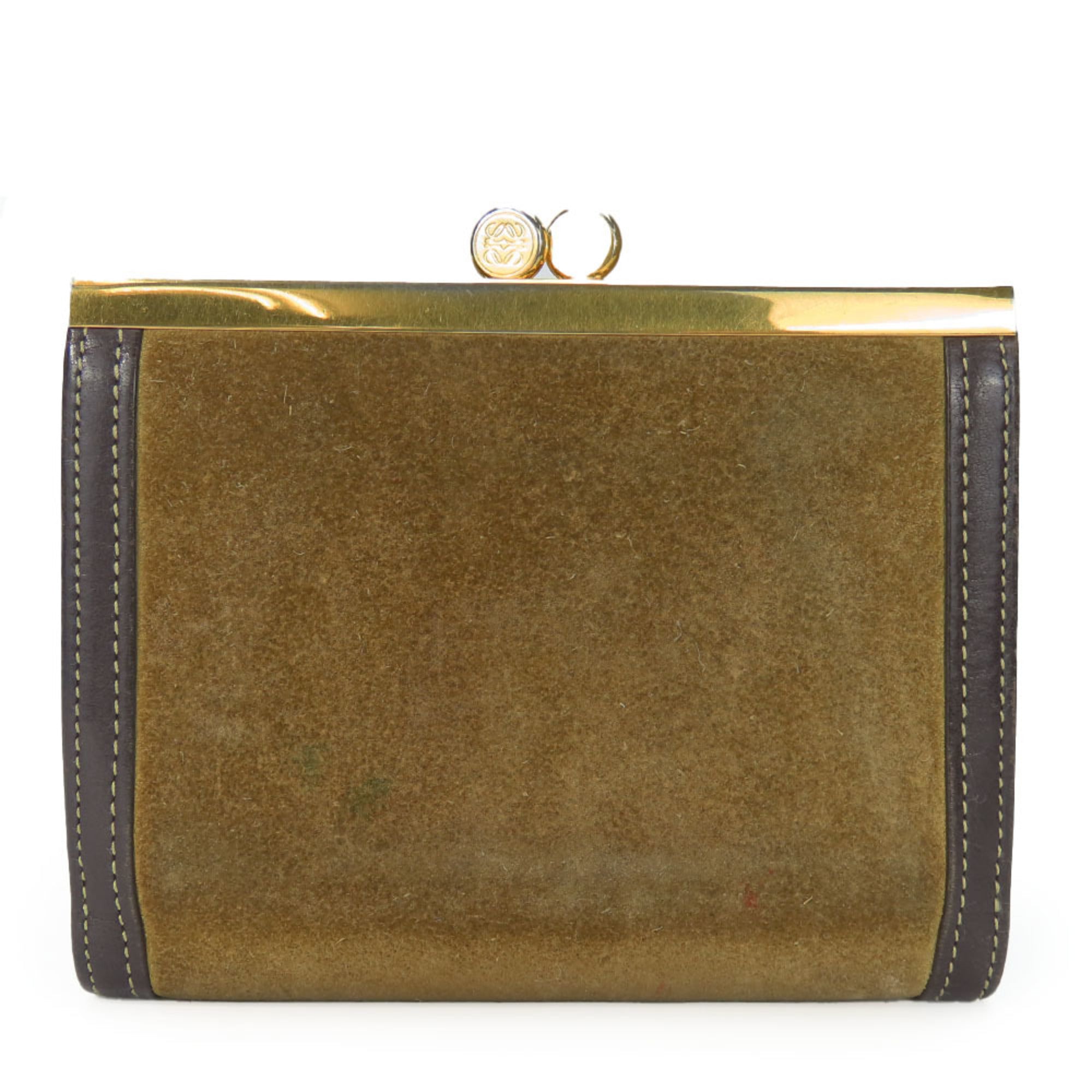 Loewe Brown Khaki Suede Leather Wallet (Tri-Fold) (Pre-Owned)