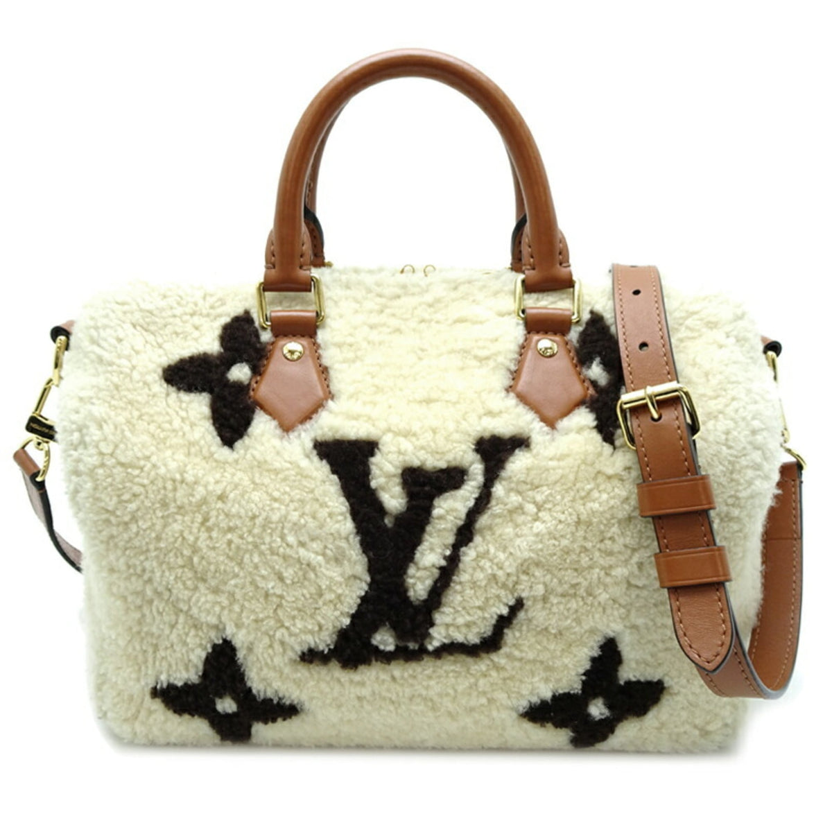 Louis Vuitton Brown White Monogram Handbag (Pre-Owned)