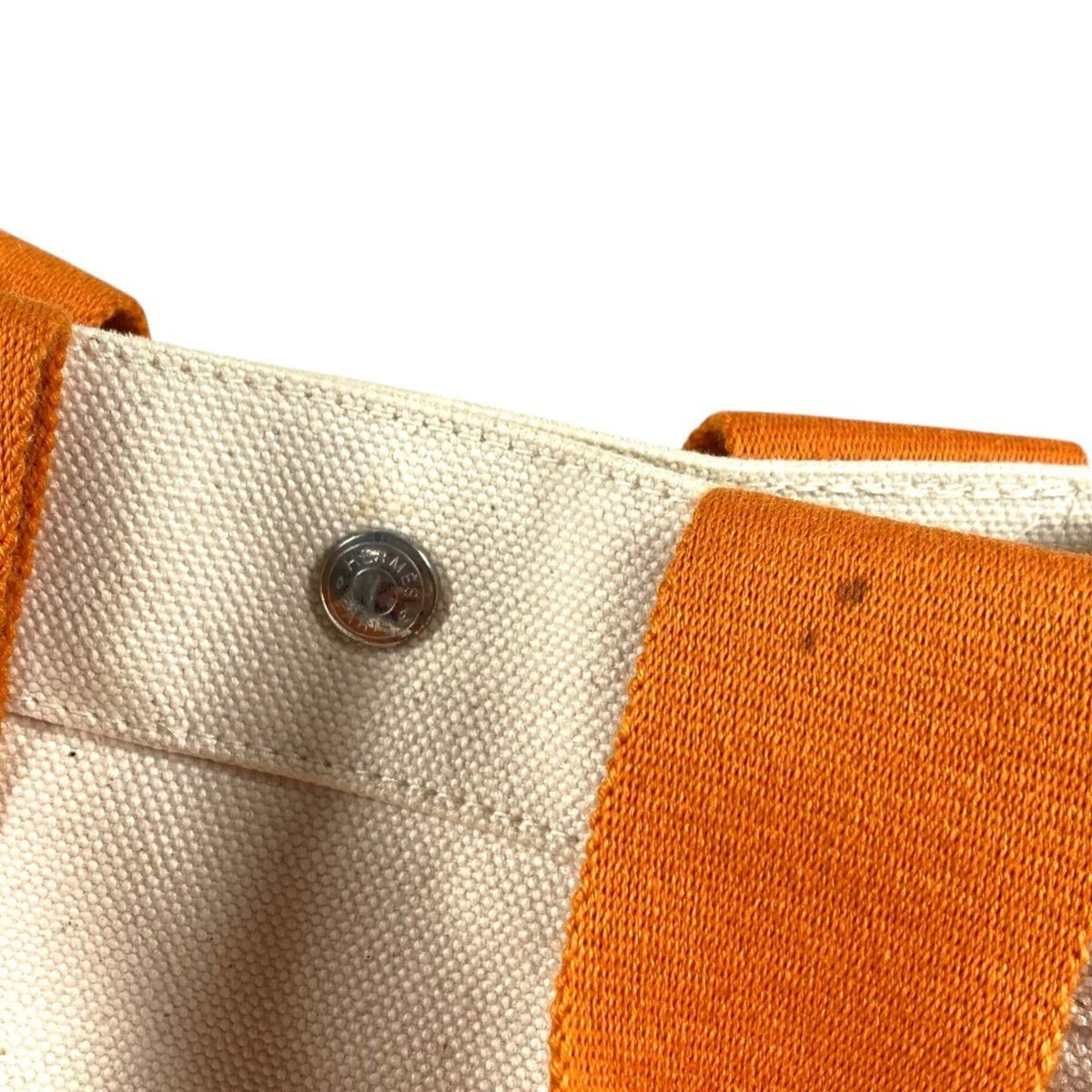 Hermes Ivory Orange Canvas Handbag Tote Bag (Pre-Owned)