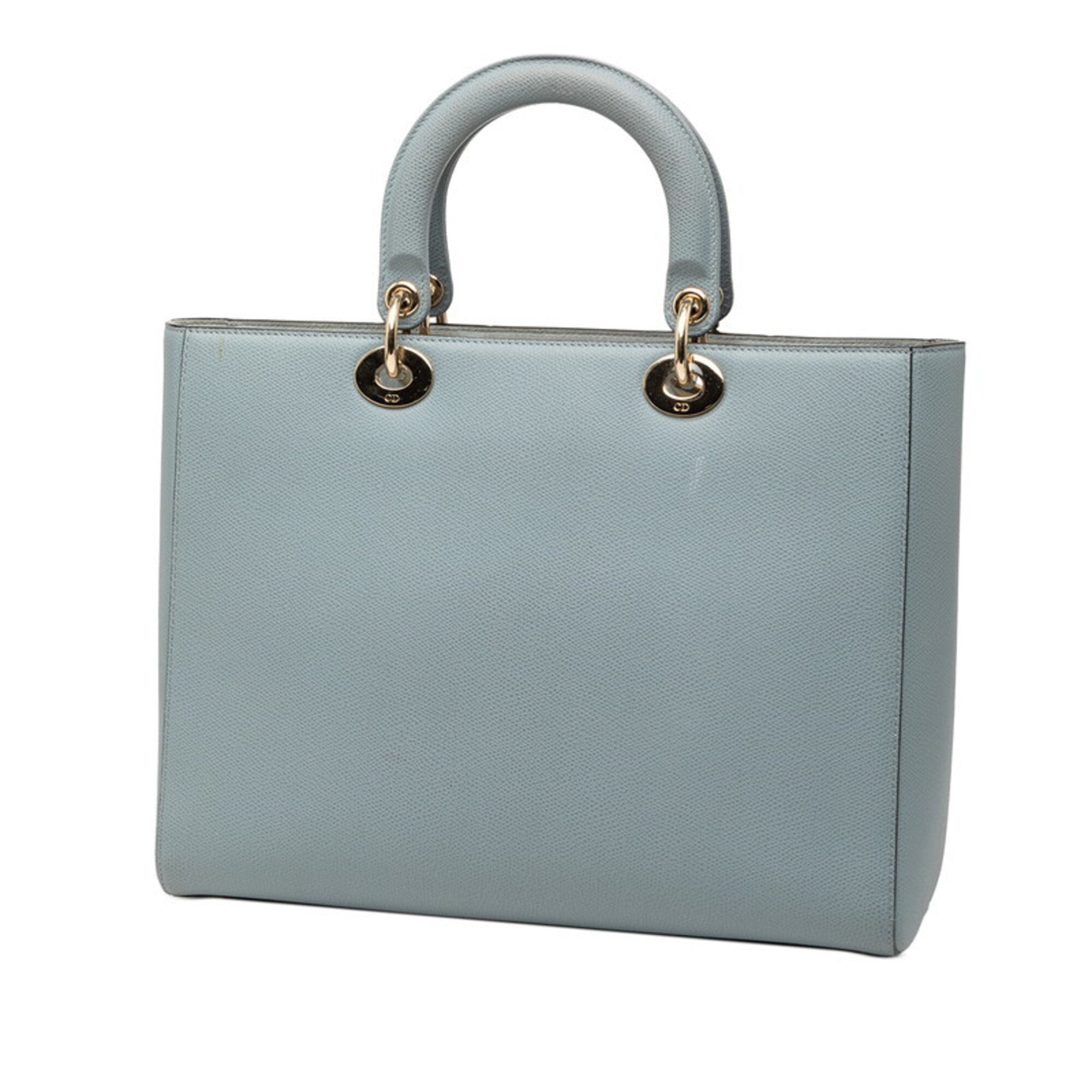 Christian Dior Lady Dior Gray Leather Handbag Shoulder Bag (Pre-Owned)