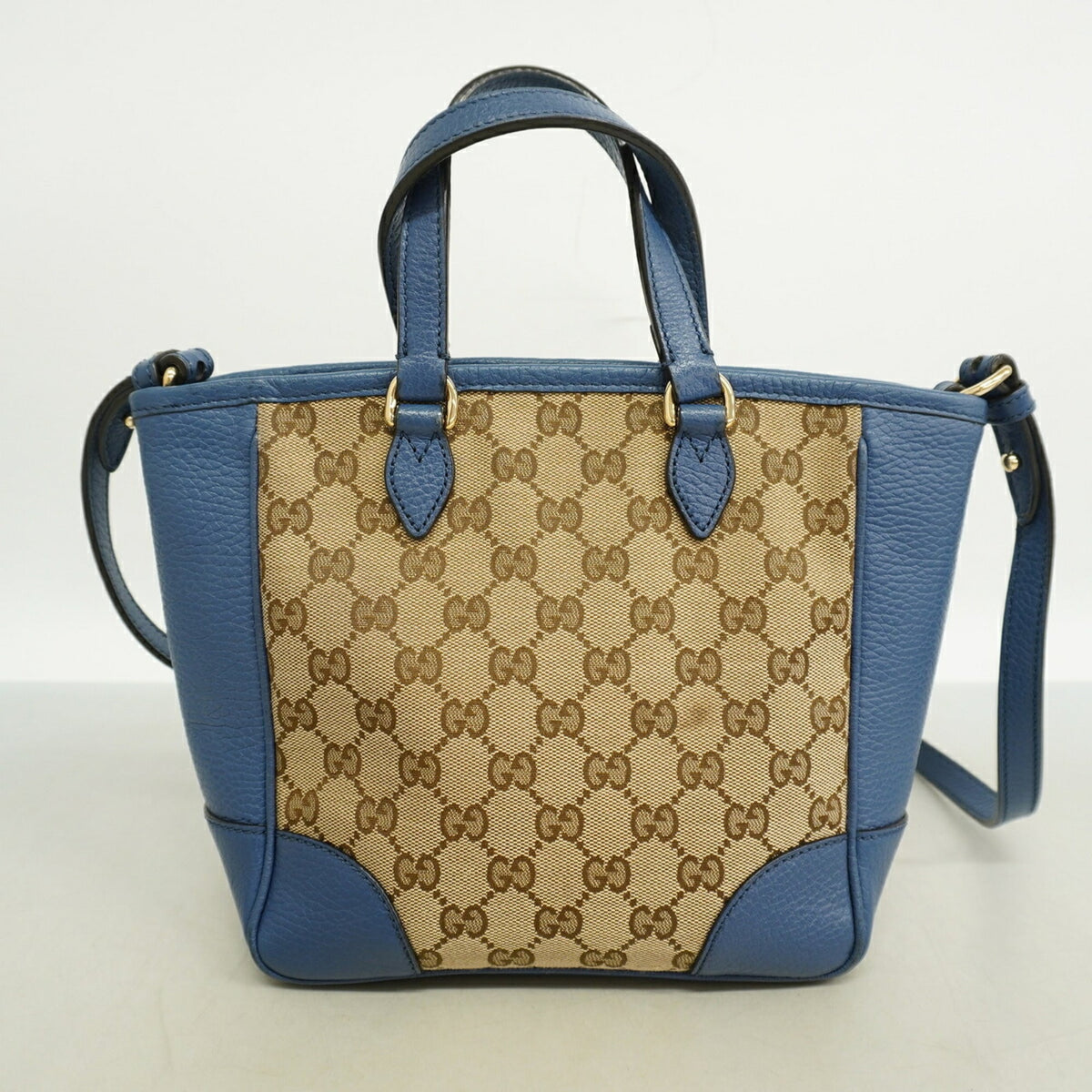 Gucci Beige Blue Canvas Handbag (Pre-Owned)