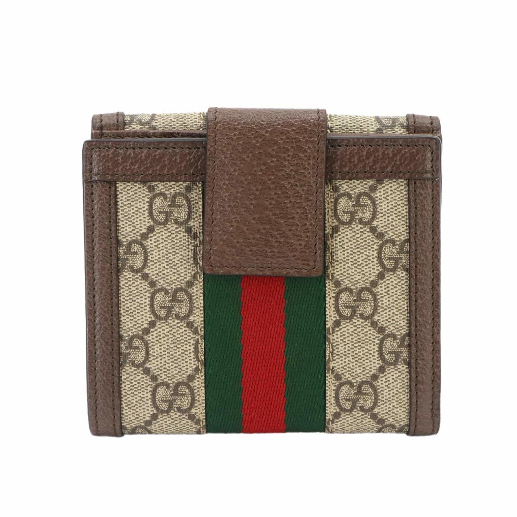Gucci Beige Brown Gg Supreme Leather Wallet (Bi-Fold) (Pre-Owned)