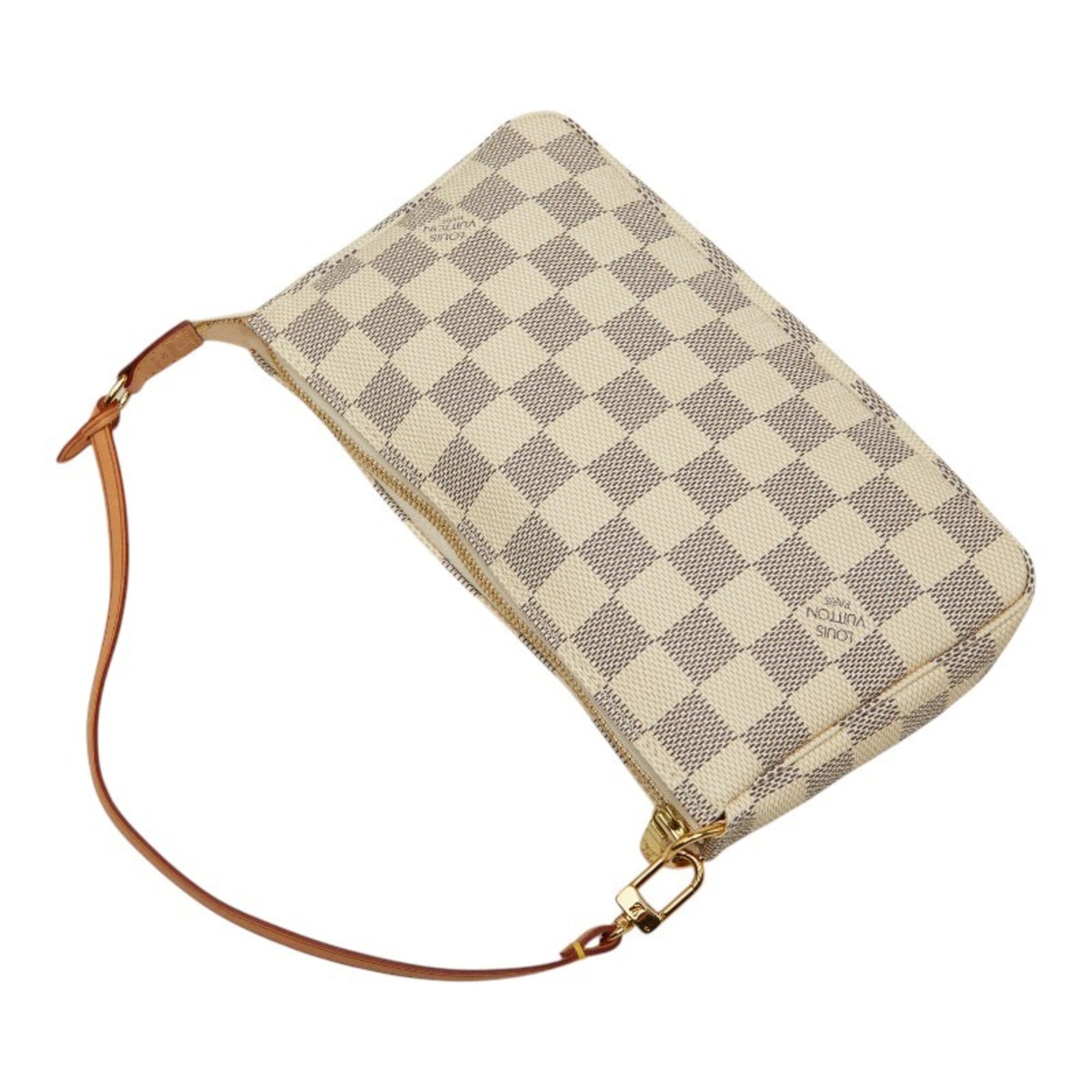 Louis Vuitton Damier Azur White Pvc Leather Handbag Pochette (Pre-Owned)