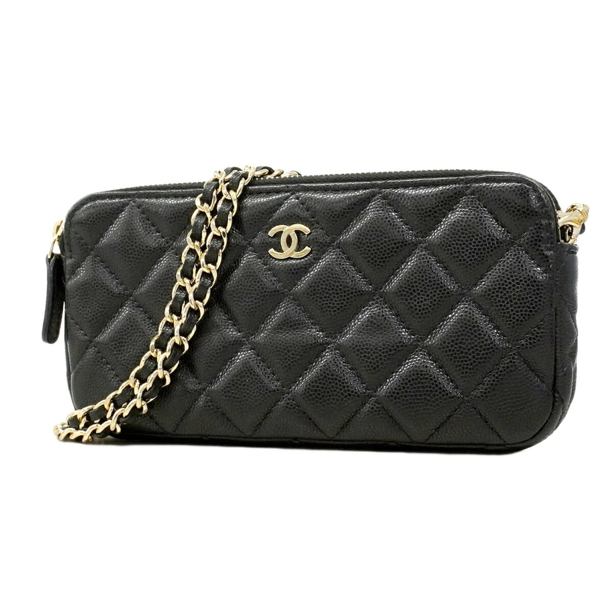 Chanel Black Grained Calfskin Shoulder Bag (Pre-Owned)