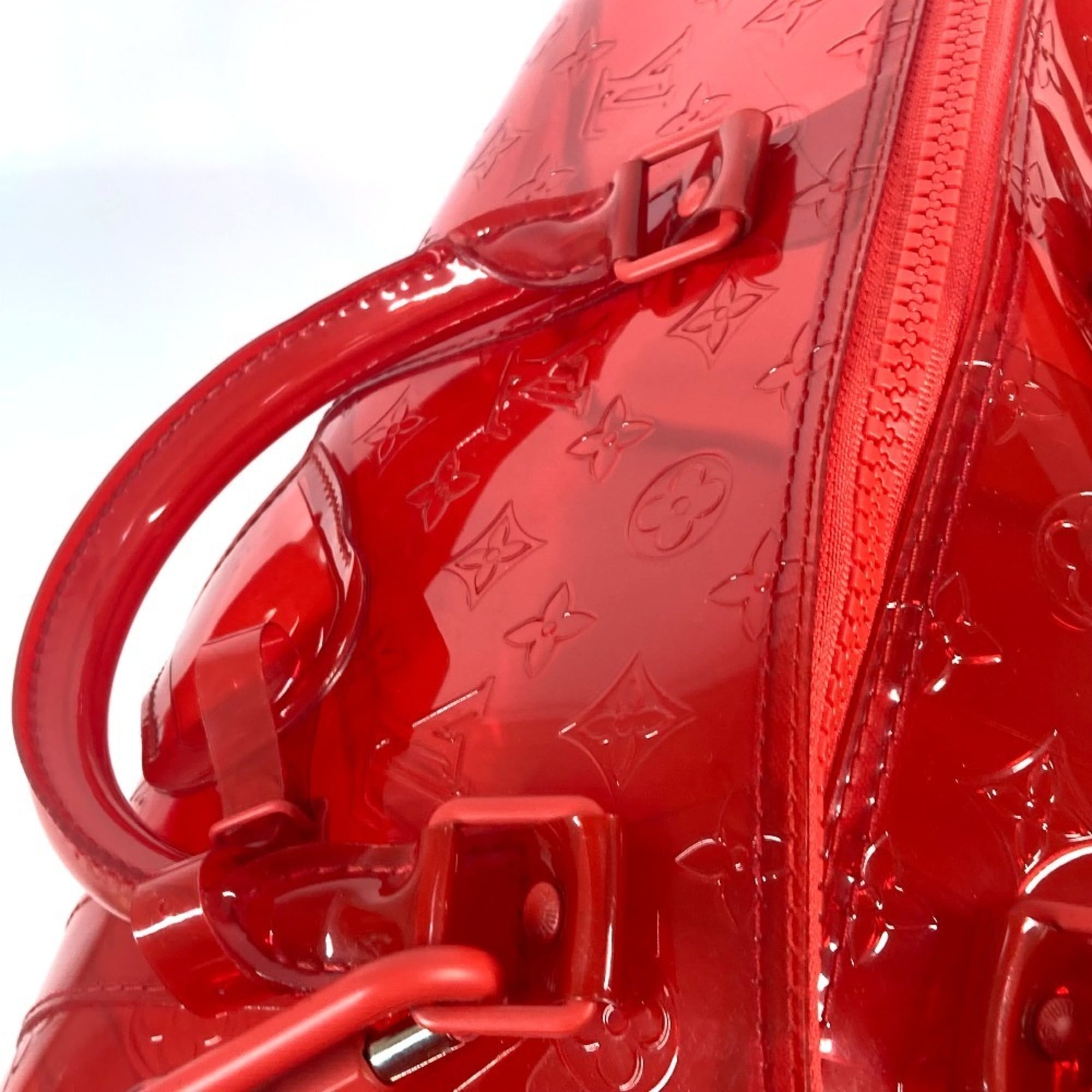 Louis Vuitton Red Color Vinyl Boston Bag Handbag Shoulder Bag (Pre-Owned)