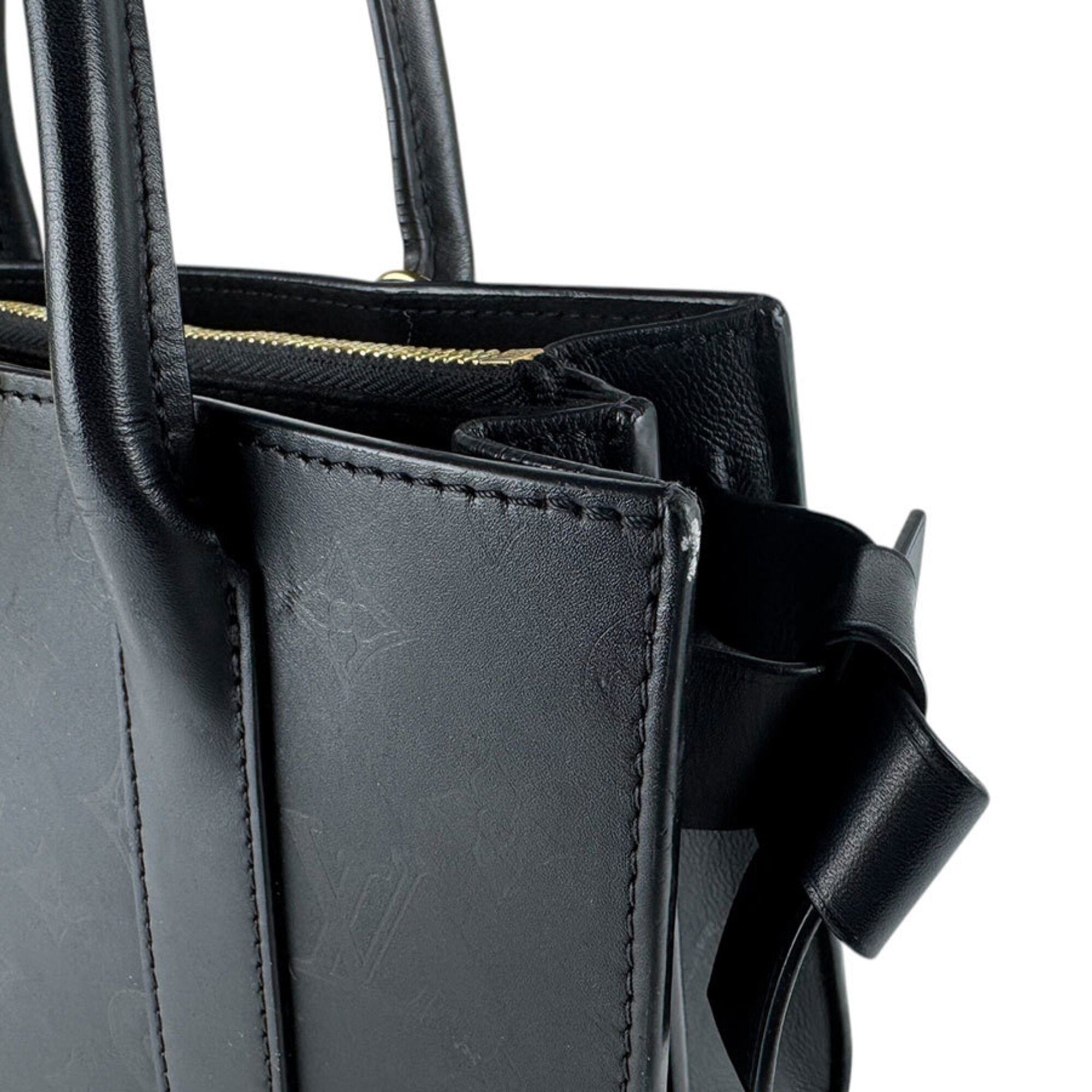 Louis Vuitton Black Leather Handbag Shoulder Bag (Pre-Owned)