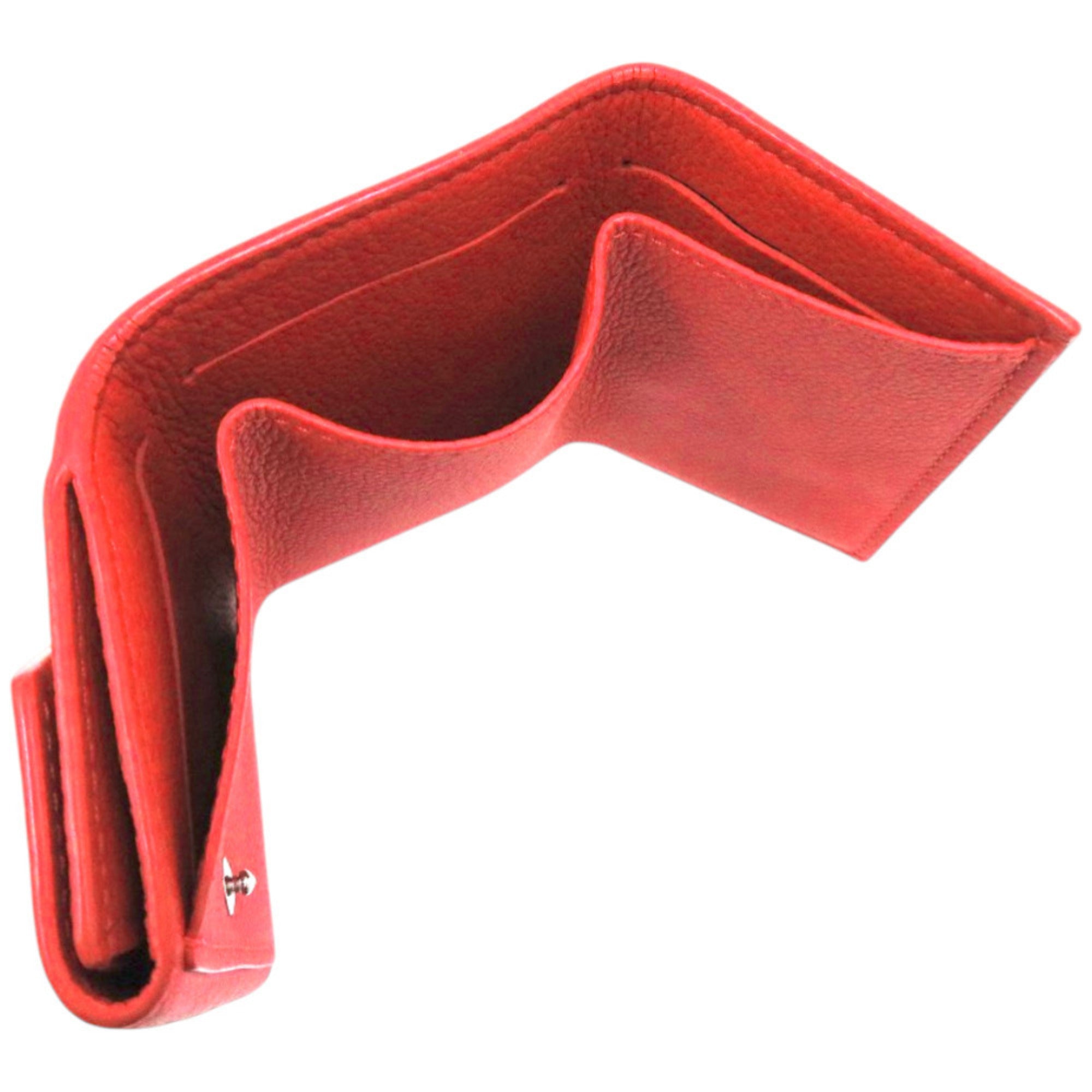 Louis Vuitton Red Color Leather Wallet (Tri-Fold) (Pre-Owned)
