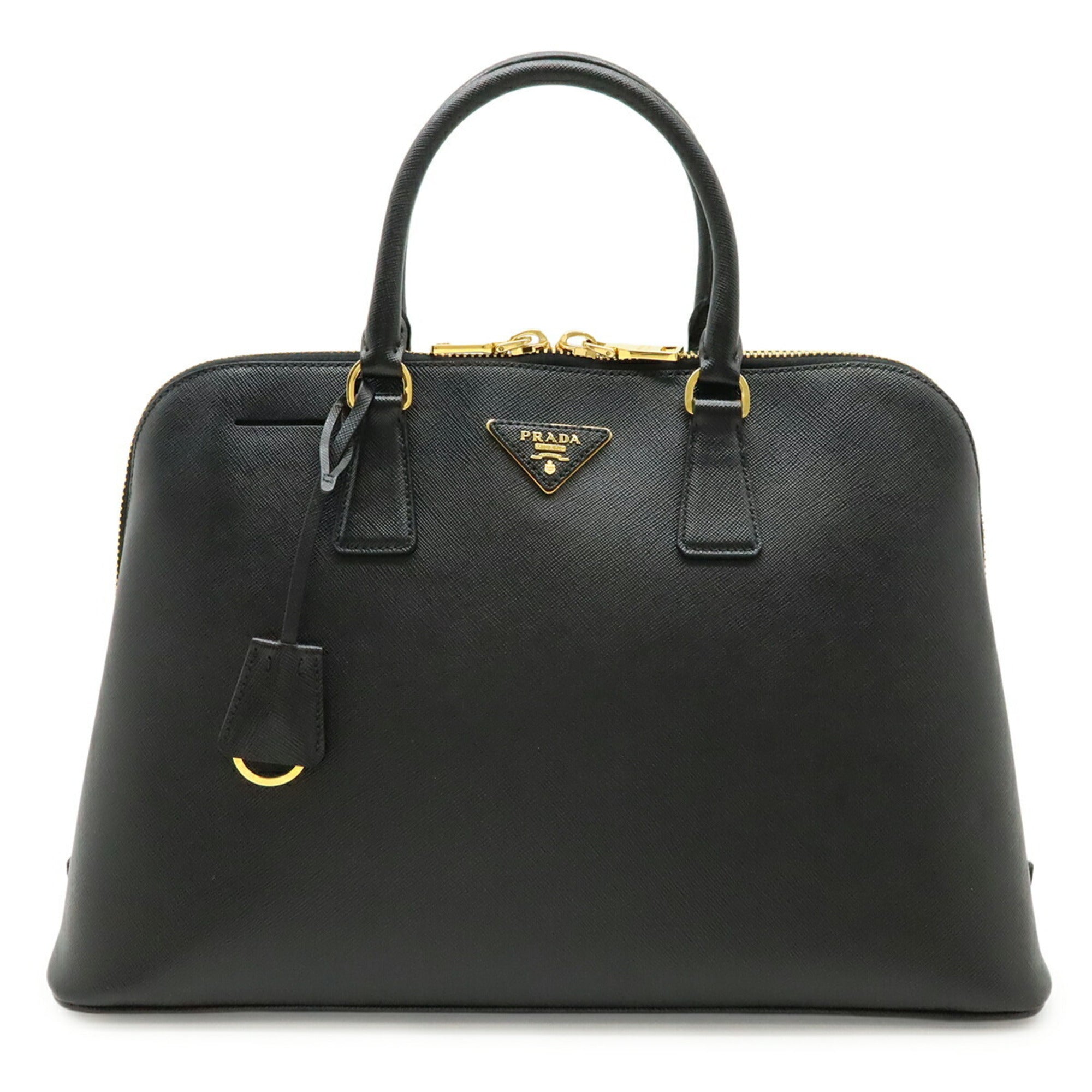 Prada Saffiano Black Nero Leather Handbag Tote Bag (Pre-Owned)