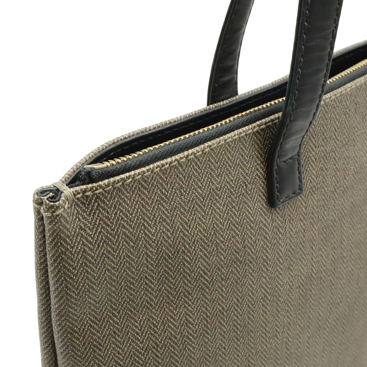Bvlgari Black Grayish Coated Canvas Leather Shoulder Bag Tote Bag (Pre-Owned)