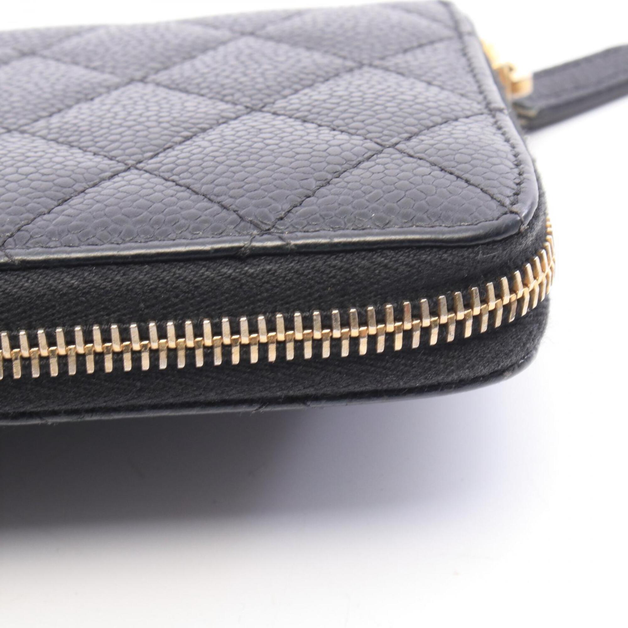 Chanel Black Grained Calfskin Long Wallet (Bi-Fold) (Pre-Owned)