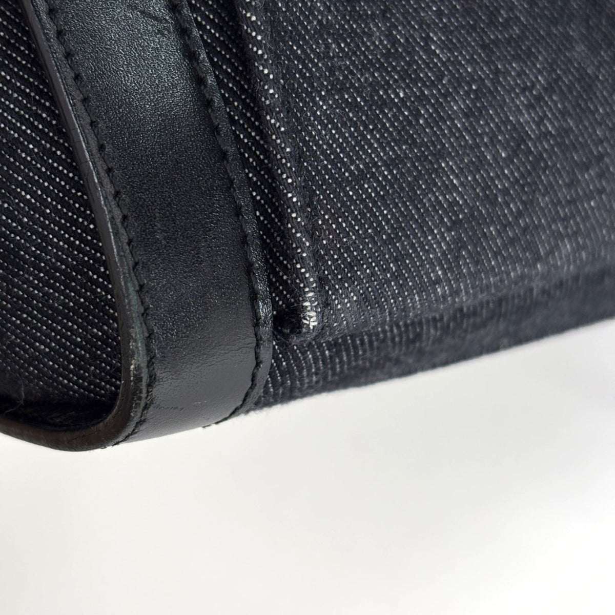 Christian Dior Black Denim Leather Handbag Tote Bag (Pre-Owned)