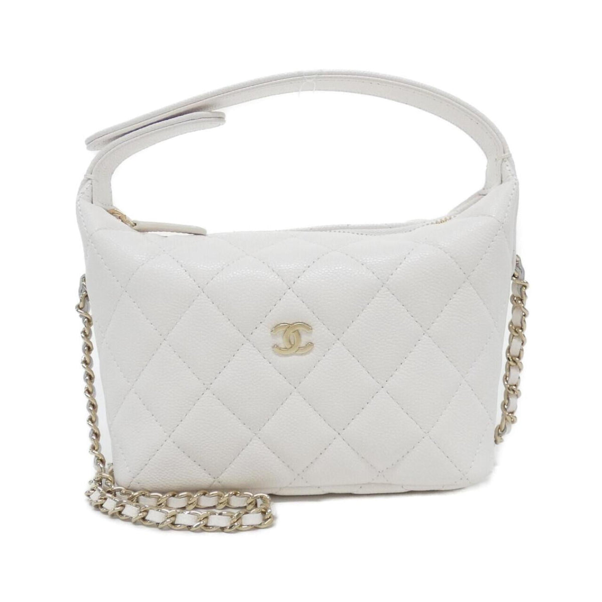Chanel White Grained Calfskin Handbag (Pre-Owned)