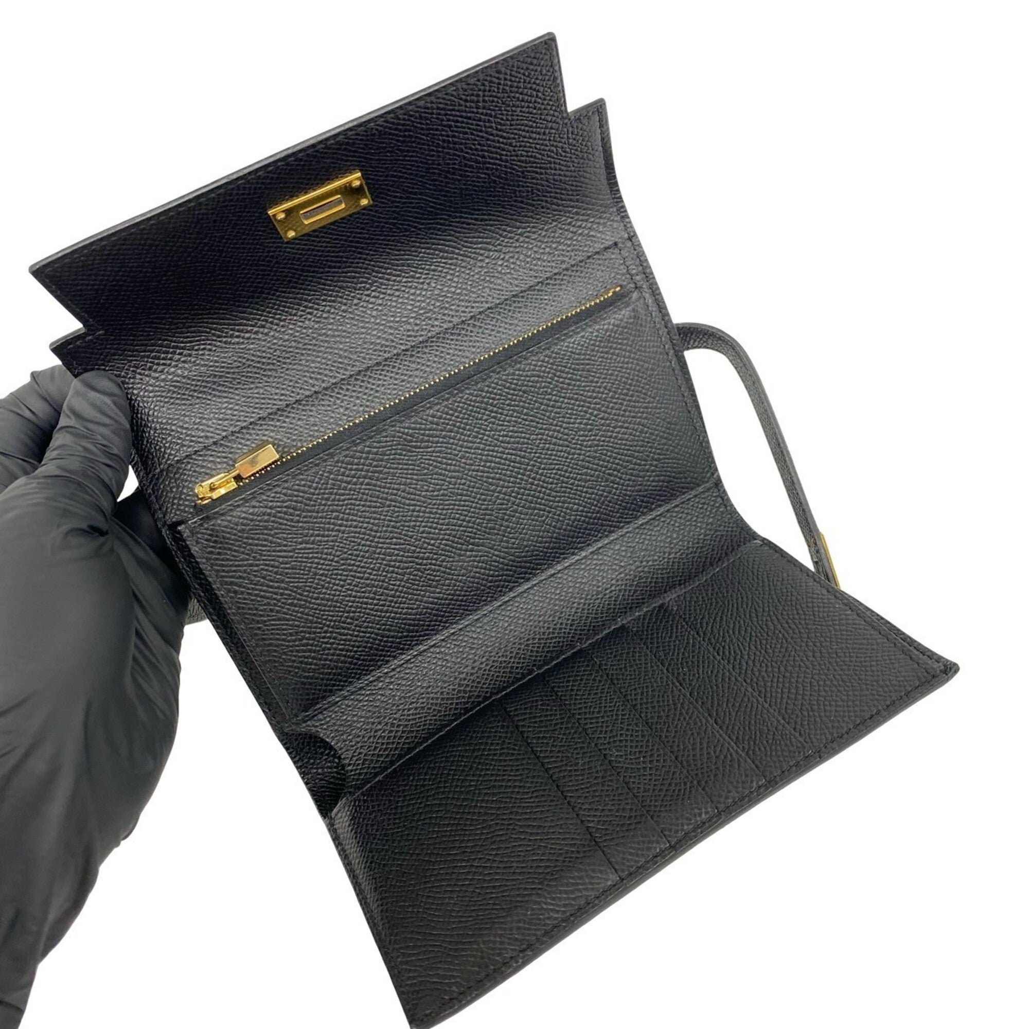 Hermes Black Epsom Leather Wallet (Tri-Fold) (Pre-Owned)