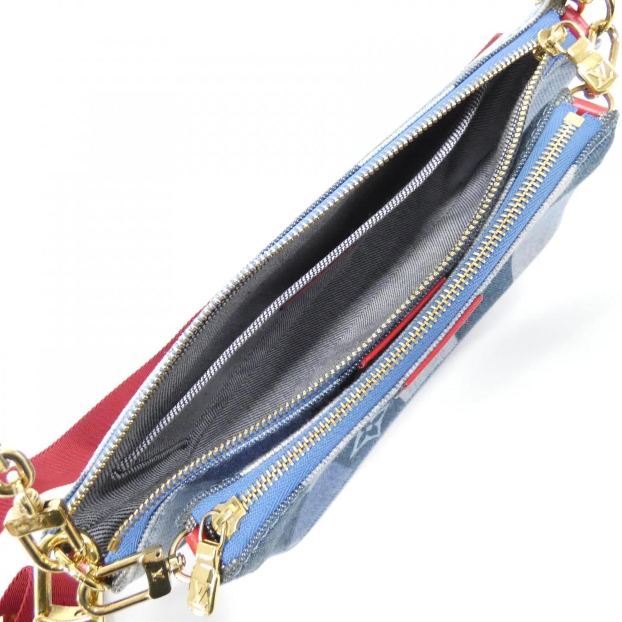 Louis Vuitton Monogram Denim Rouge Canvas Pochette Shoulder Bag (Pre-Owned)
