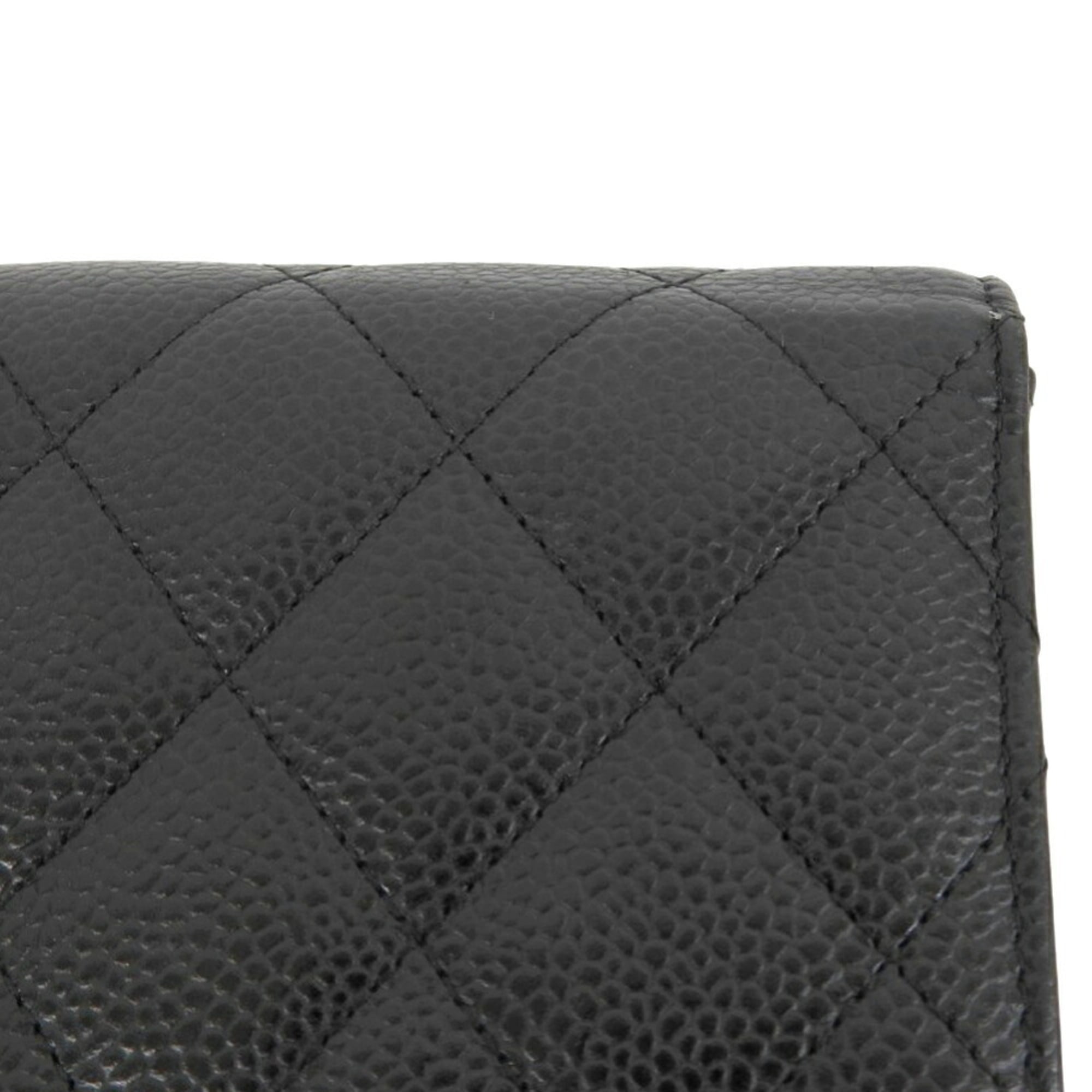 Chanel Black Grained Calfskin Chain/Shoulder Wallet (Pre-Owned)
