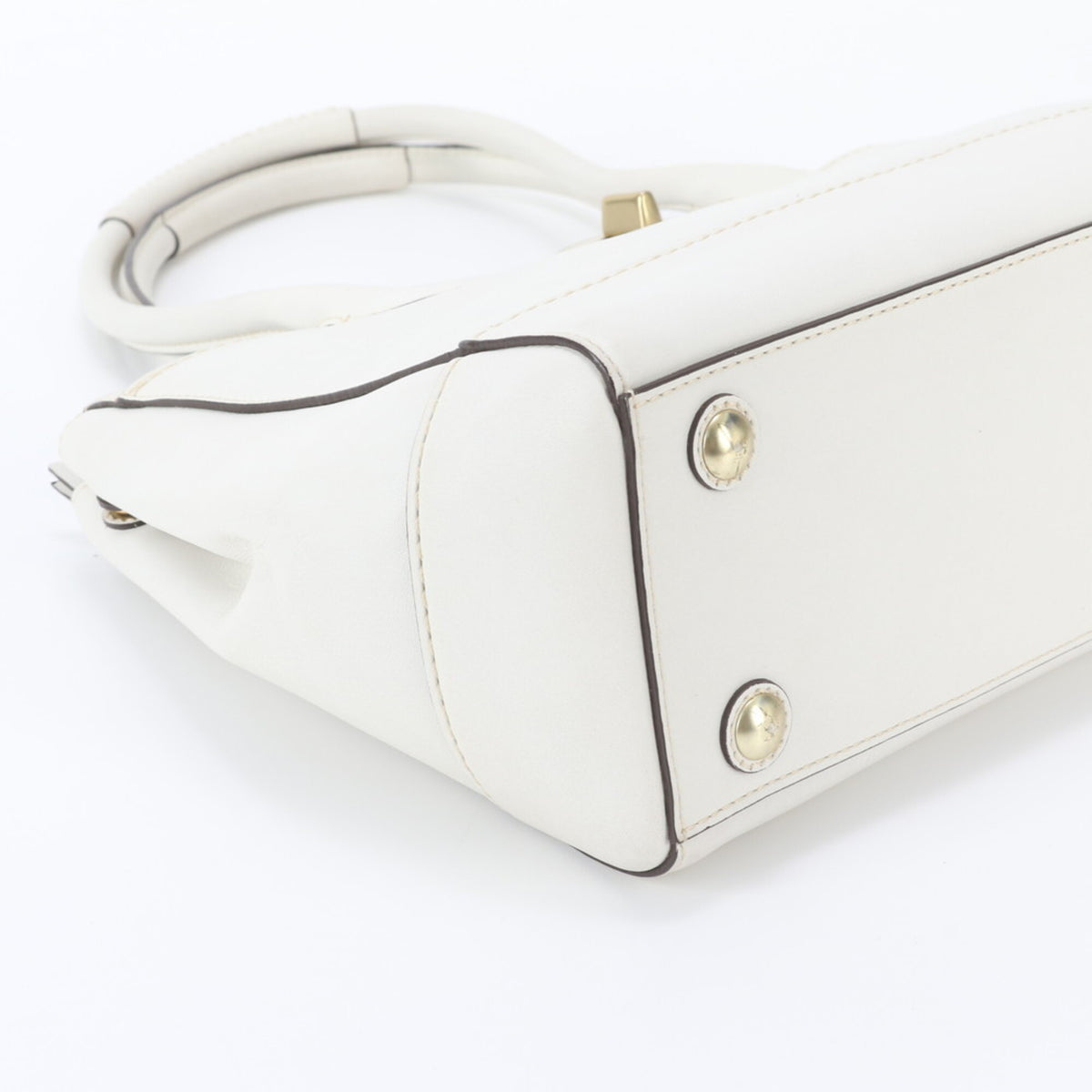 Coach White Leather Handbag Shoulder Bag Tote Bag (Pre-Owned)