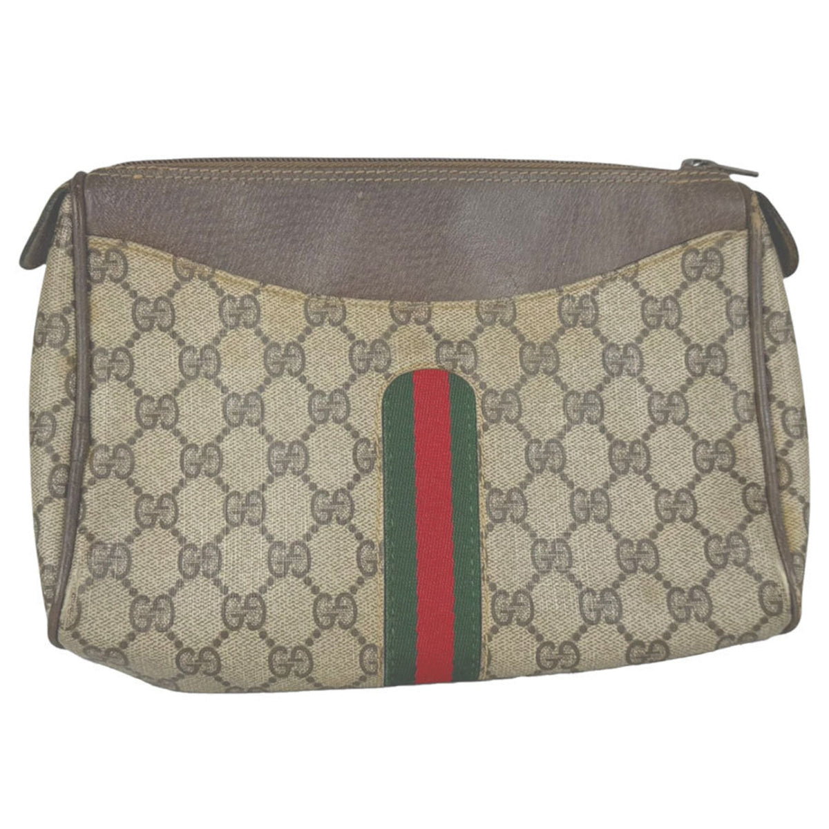 Gucci Brown Gg Supreme Clutch Bag (Pre-Owned)