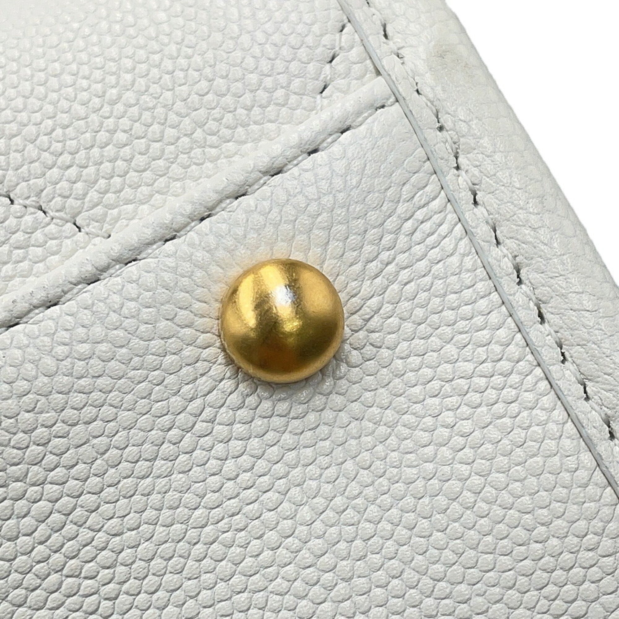 Chanel White Grained Calfskin Shoulder Bag Tote Bag (Pre-Owned)
