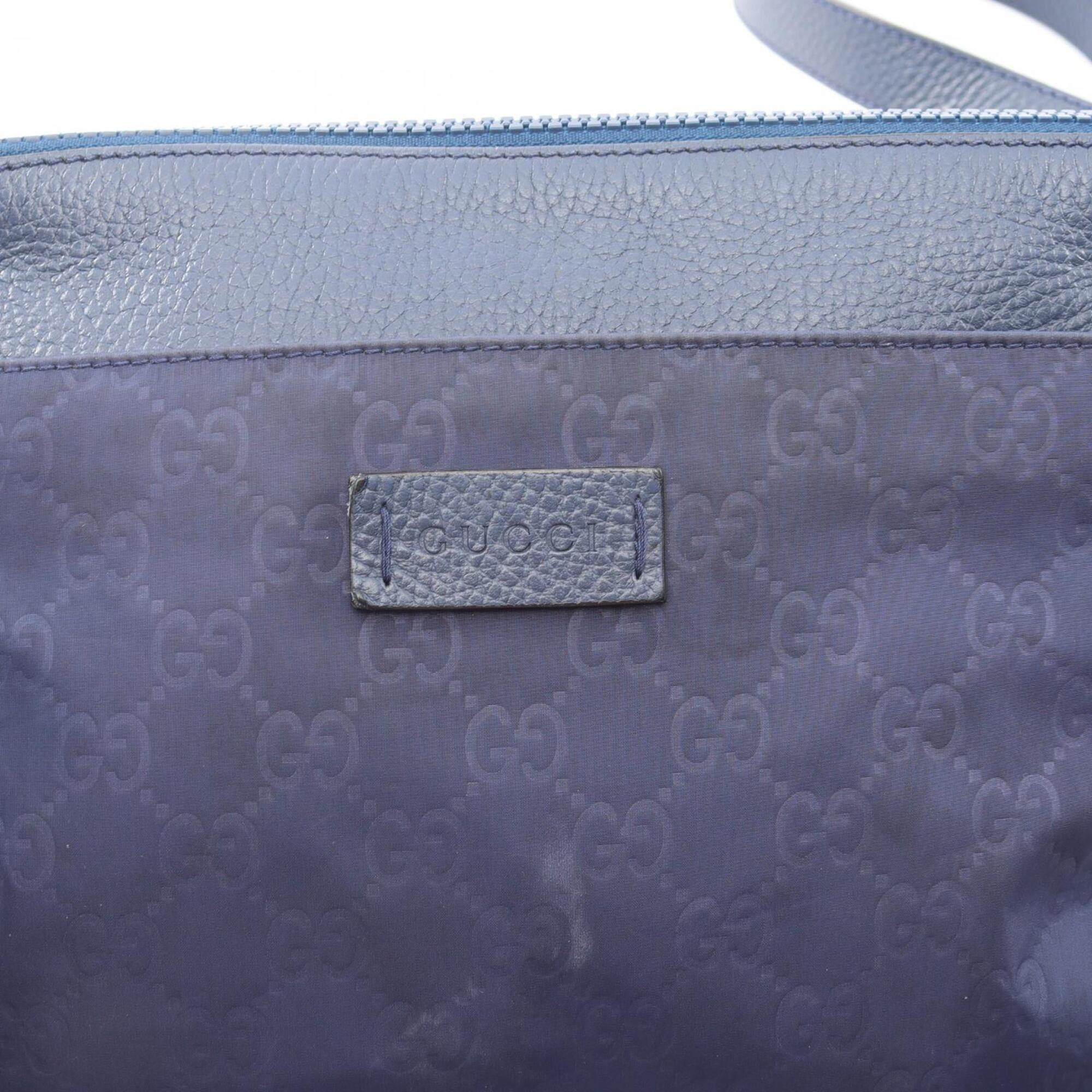 Gucci Blue Nylon Leather Handbag Shoulder Bag (Pre-Owned)