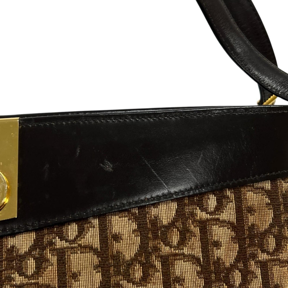 Christian Dior Brown Canvas Leather Shoulder Bag (Pre-Owned)
