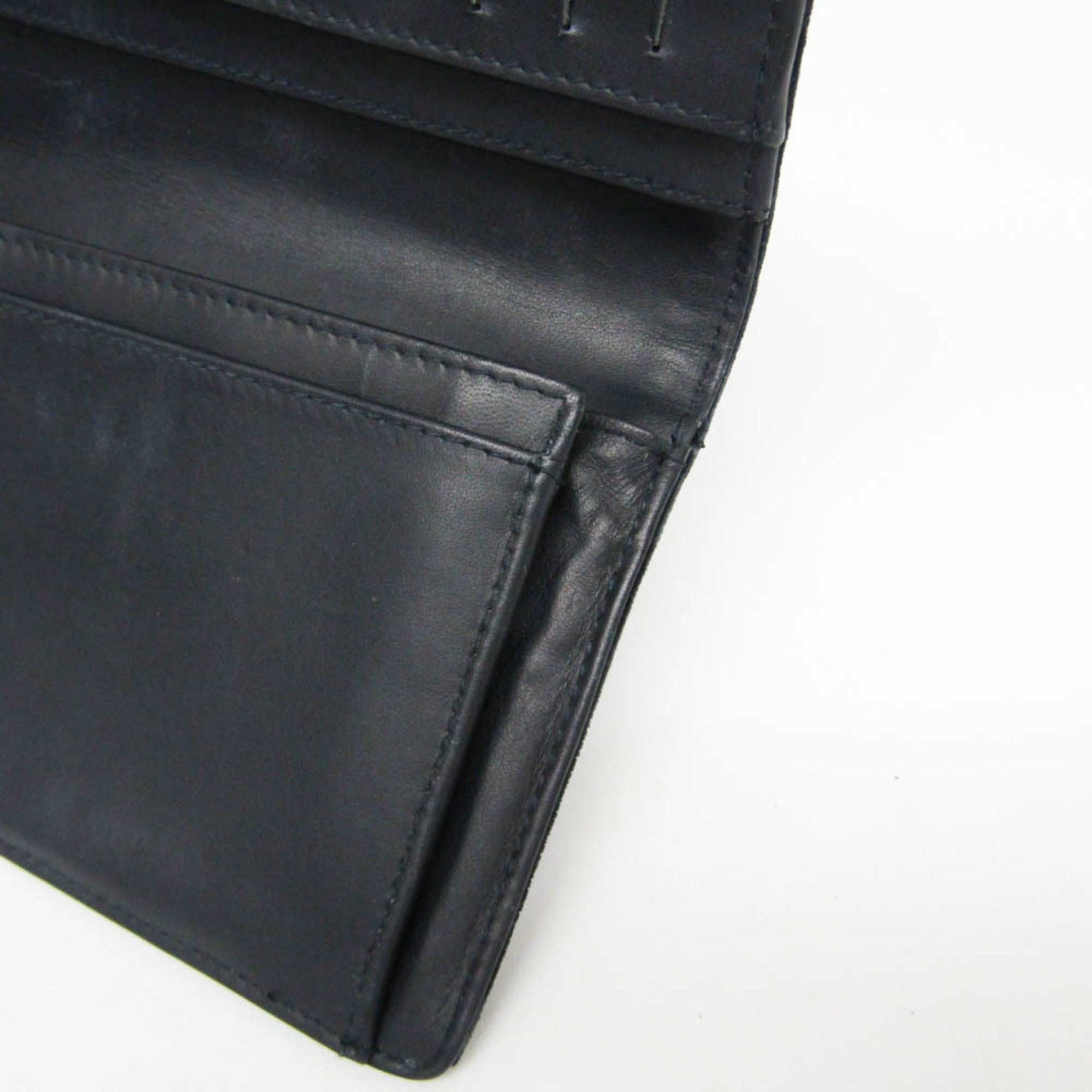 Chanel Boy Chanel Dark Navy Leather Long Wallet (Bi-Fold) (Pre-Owned)