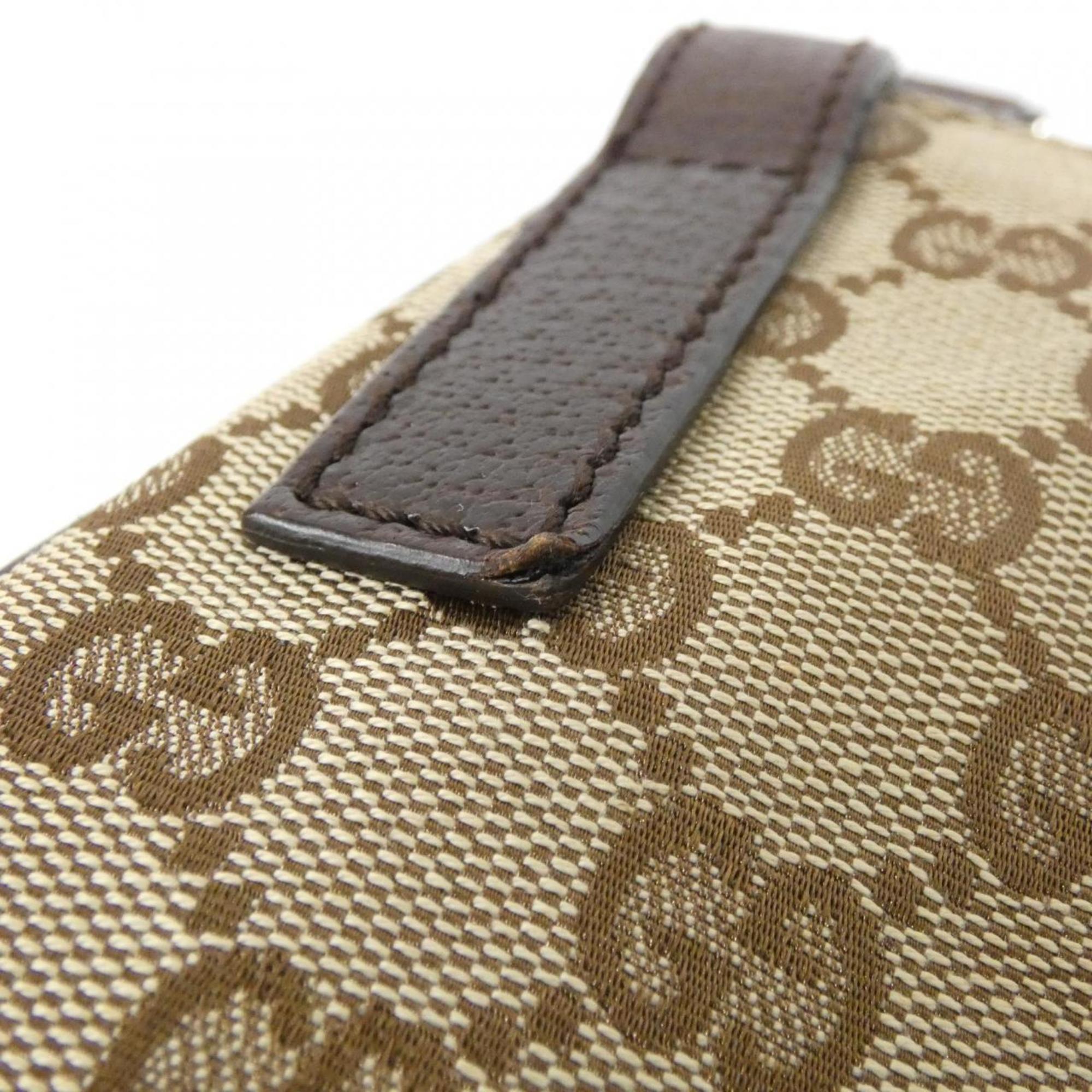 Gucci Gg Canvas Beige Dark Brown Gg Canvas Shoulder Bag (Pre-Owned)