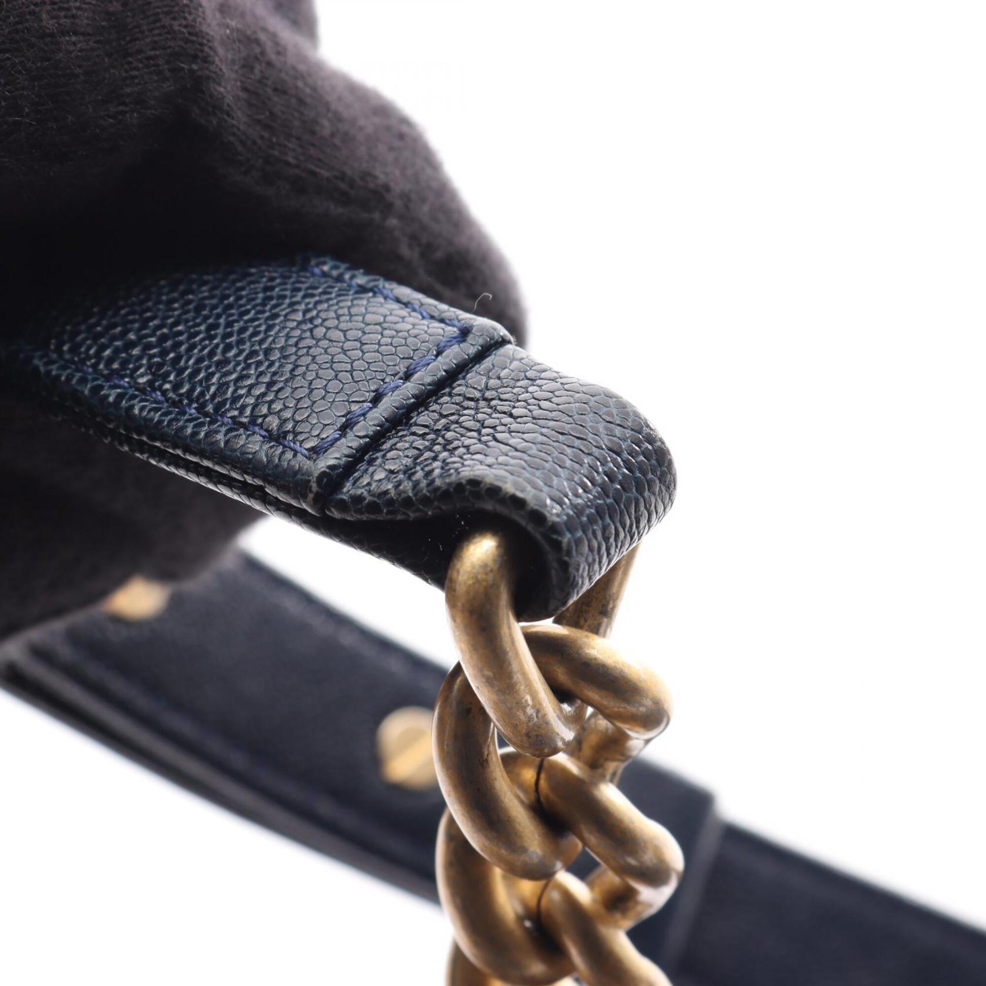 Chanel Navy Grained Calfskin Handbag Shoulder Bag (Pre-Owned)