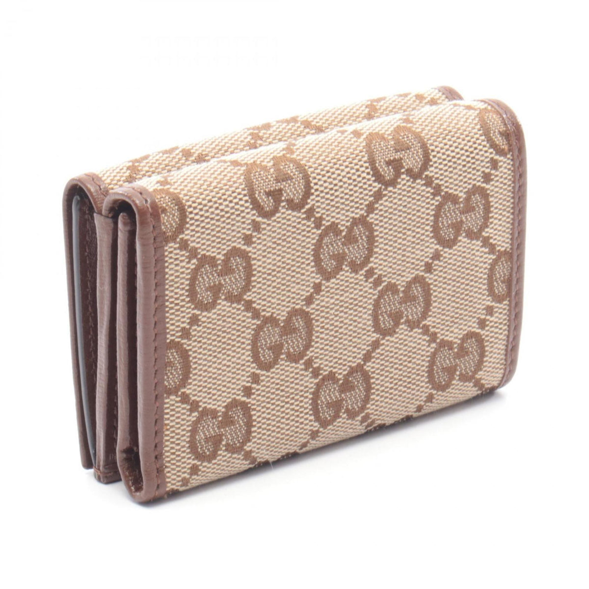Gucci Beige Brown Canvas Leather Wallet (Tri-Fold) (Pre-Owned)