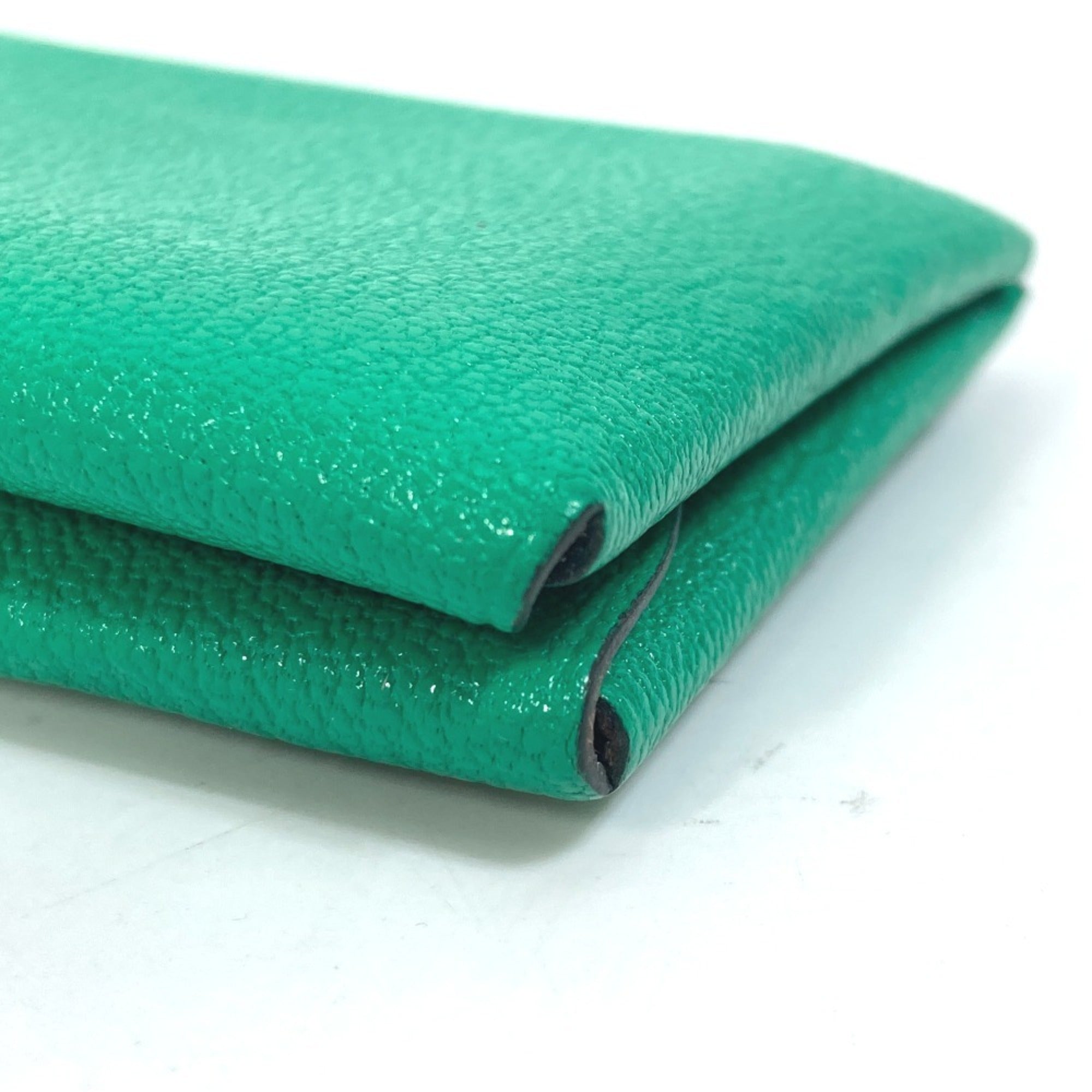 Hermes Bicolor Green Mint Green Pink Chevre Leather Coin Purse/Coin Case (Pre-Owned)