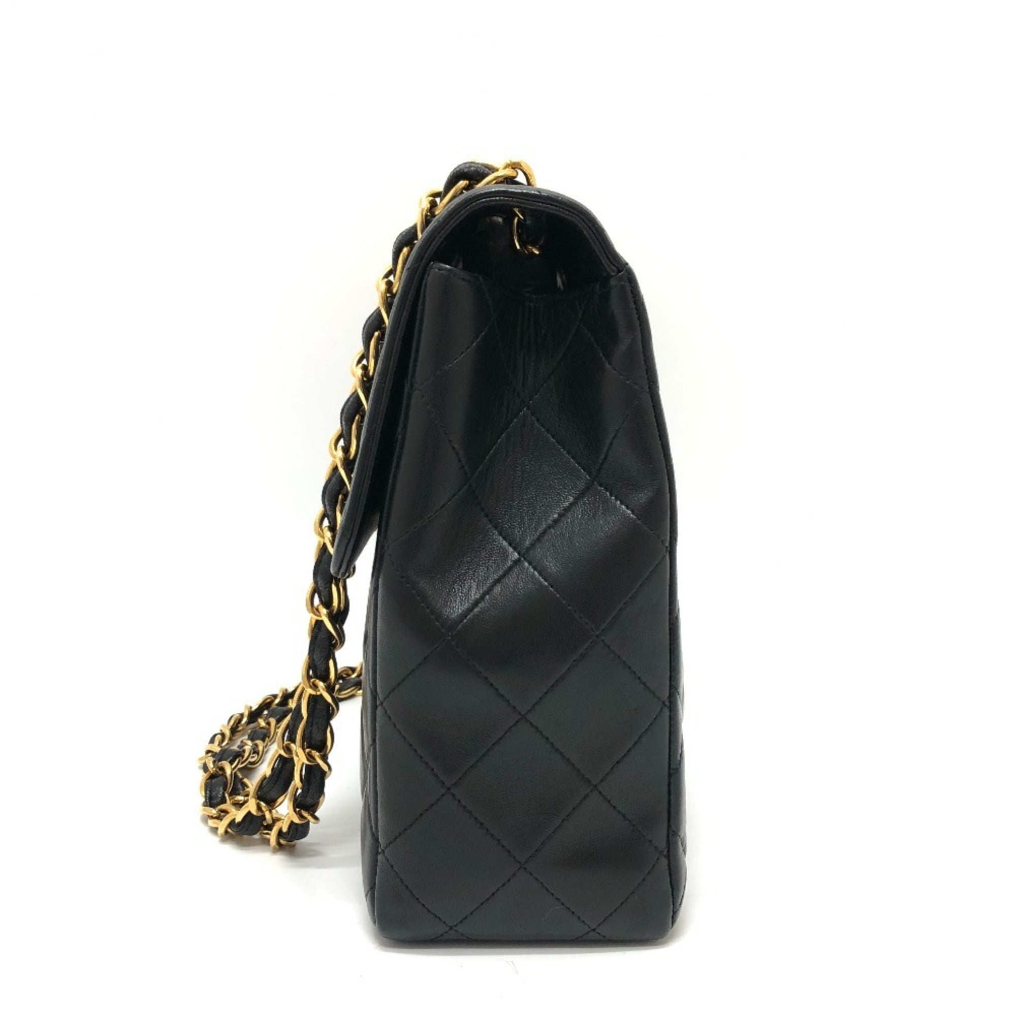 Chanel Black Leather Handbag Shoulder Bag (Pre-Owned)
