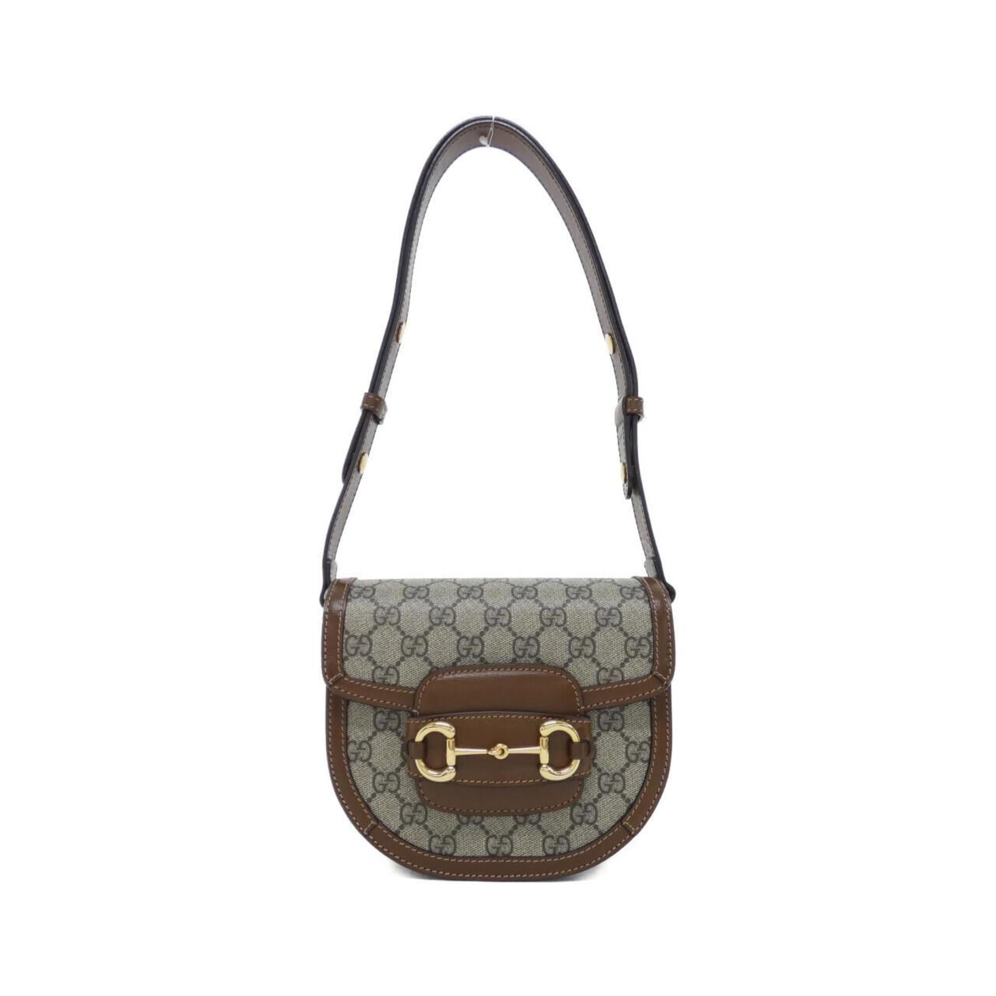 Gucci Beige Brown Gg Supreme Canvas Leather Shoulder Bag (Pre-Owned)