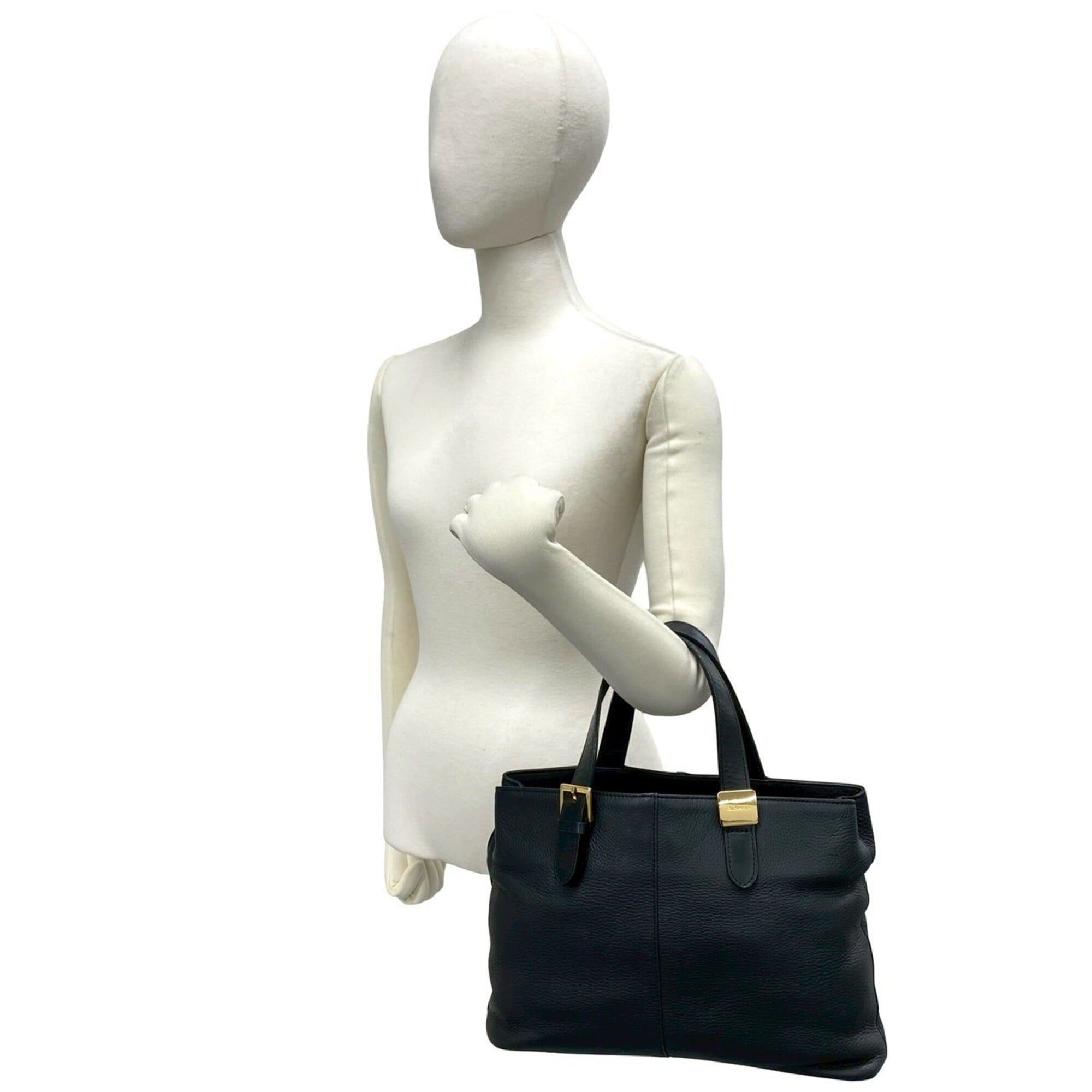 Burberry Black Leather Handbag Tote Bag (Pre-Owned)