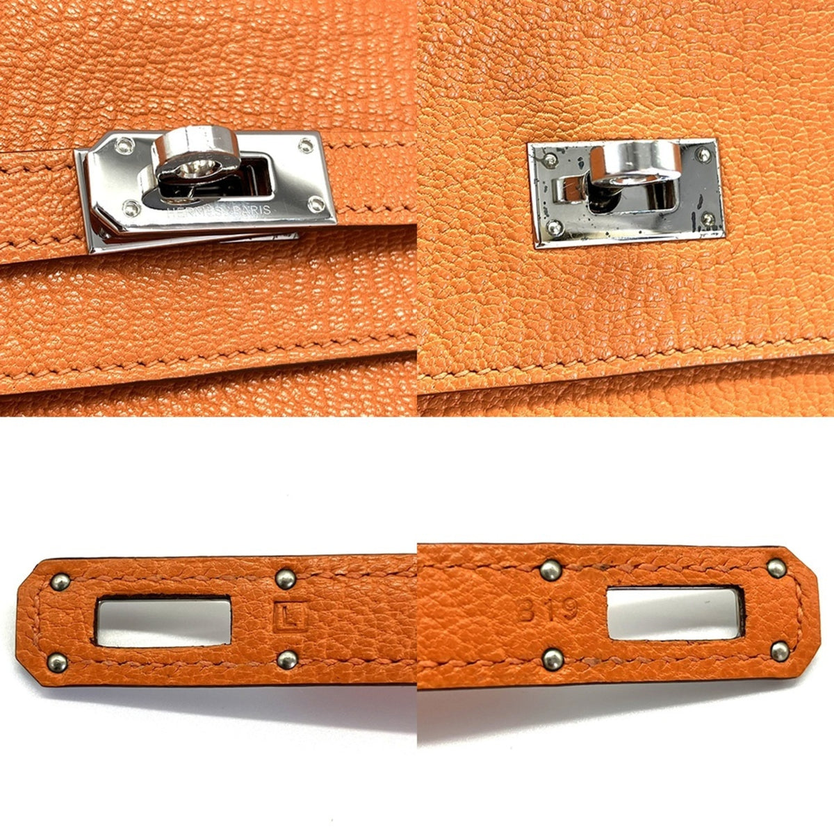 Hermes Orange Chevre Leather Long Wallet (Bi-Fold) (Pre-Owned)