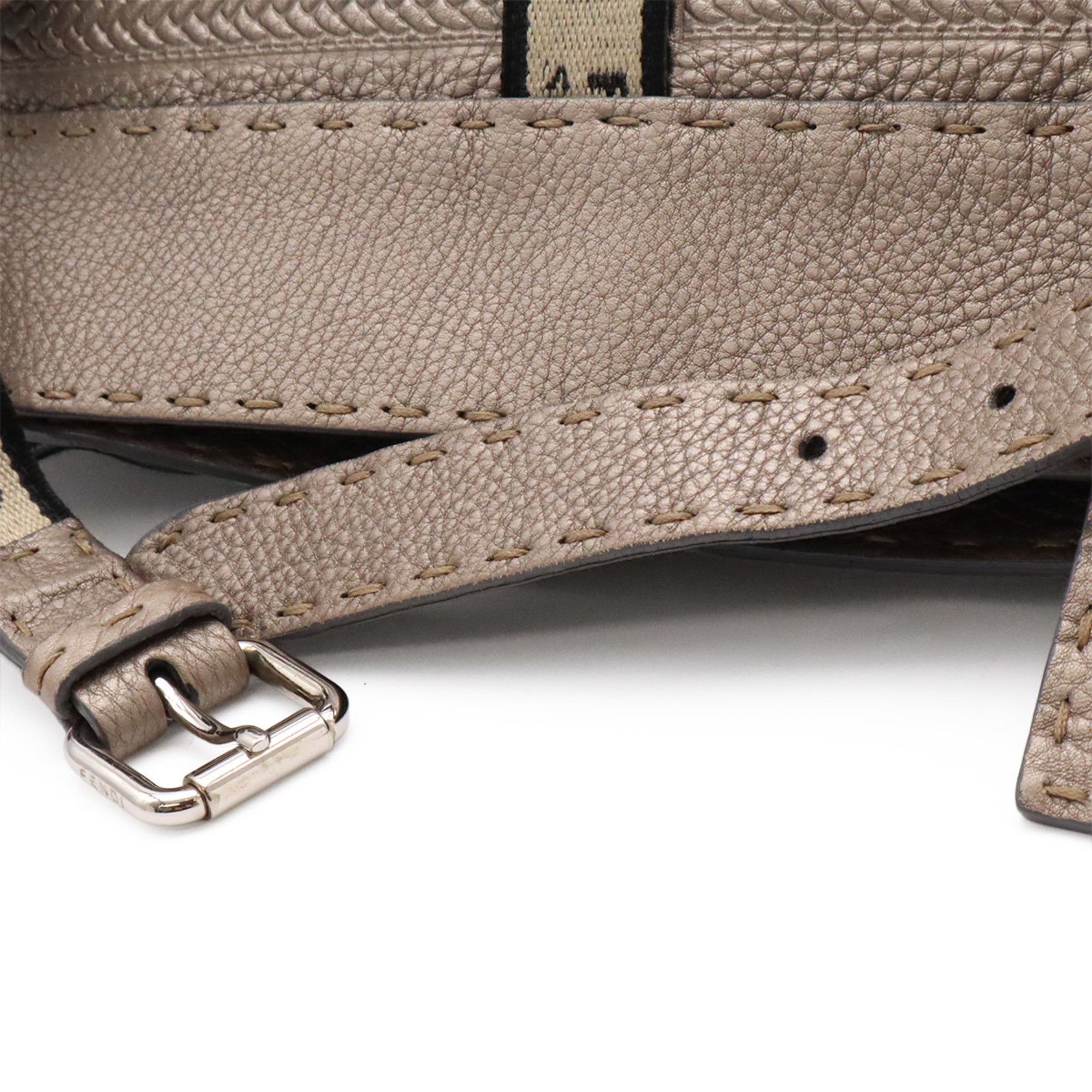 Fendi Selleria Grayish Leather Handbag (Pre-Owned)