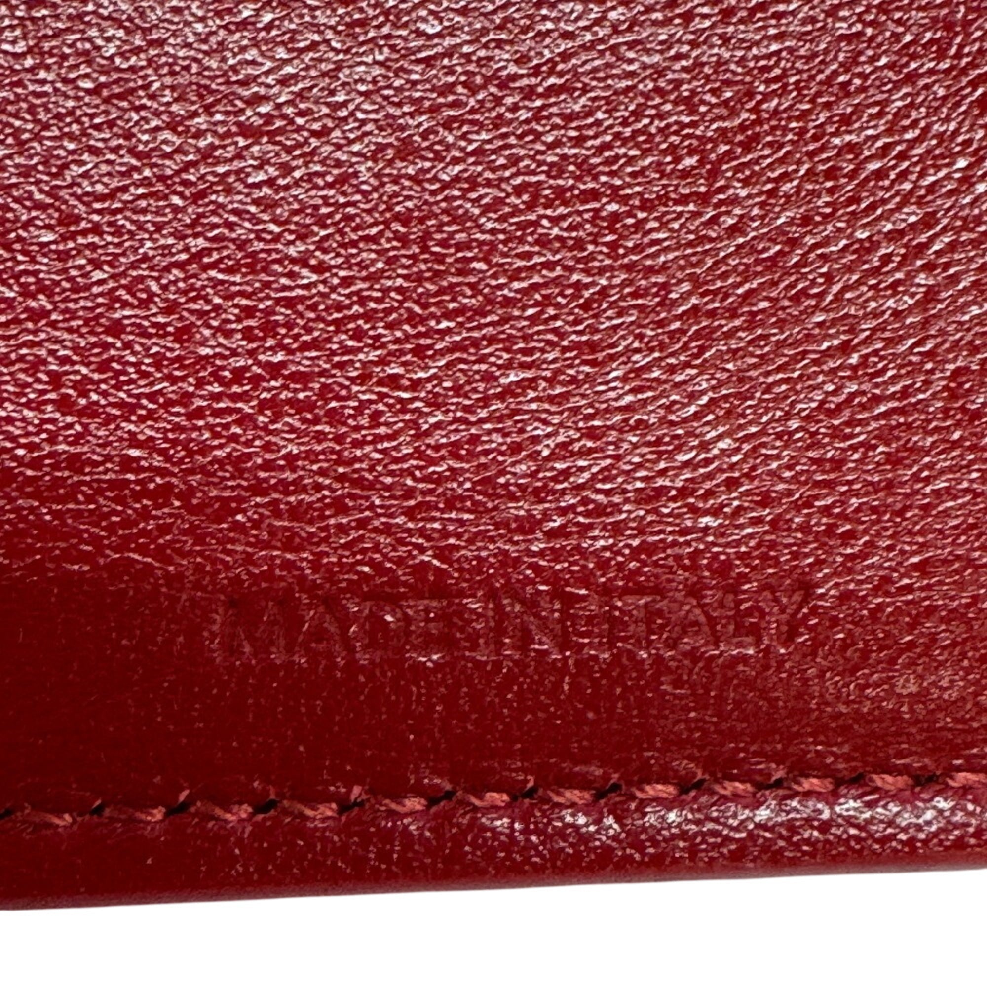 Celine Red Color Leather Wallet (Tri-Fold) (Pre-Owned)