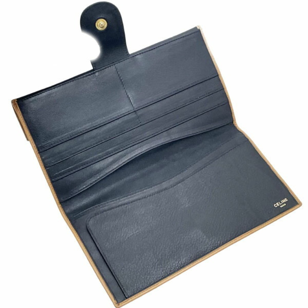 Celine Brown Navy Leather Long Wallet (Bi-Fold) (Pre-Owned)