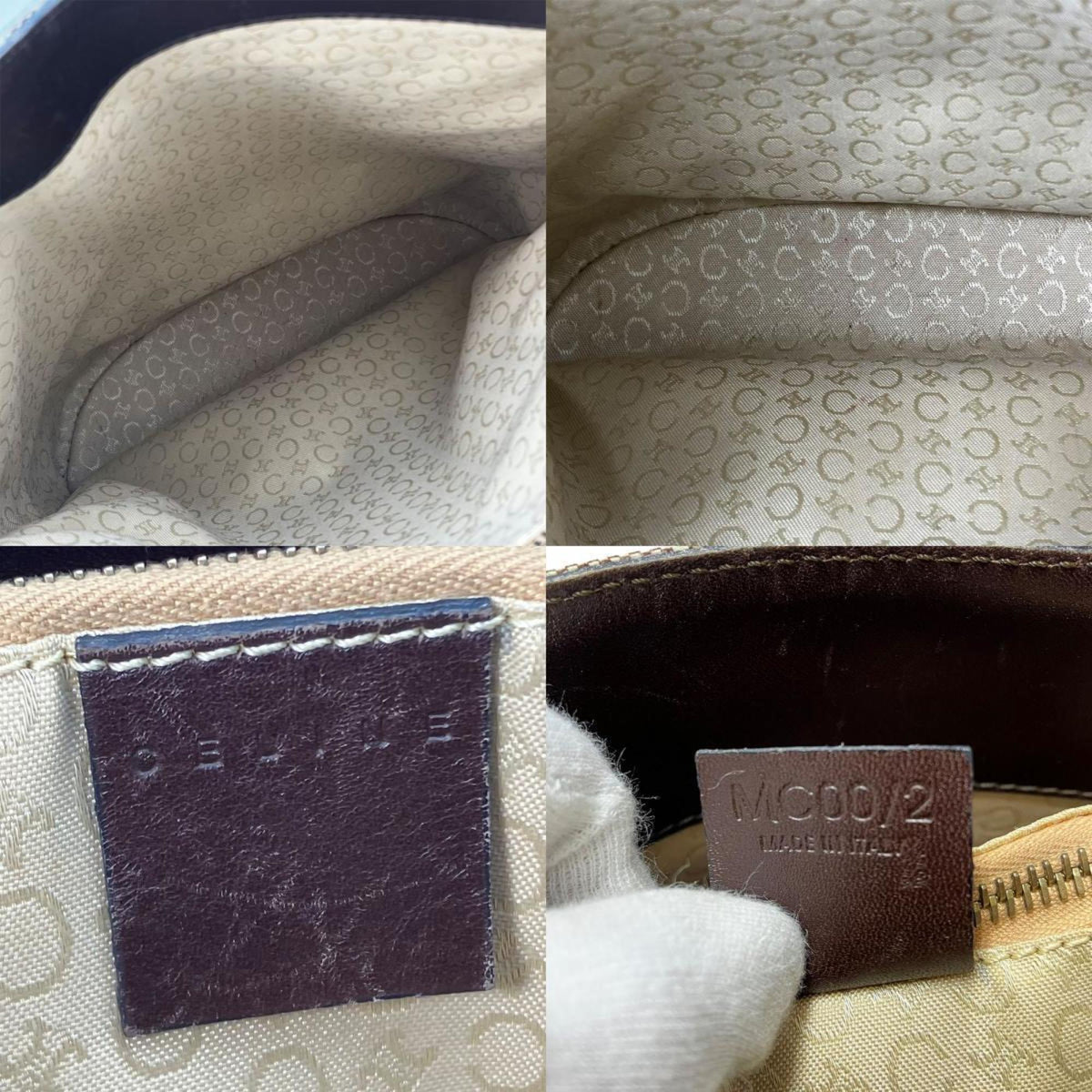 Celine Beige Dark Brown Canvas Leather Tote Bag (Pre-Owned)