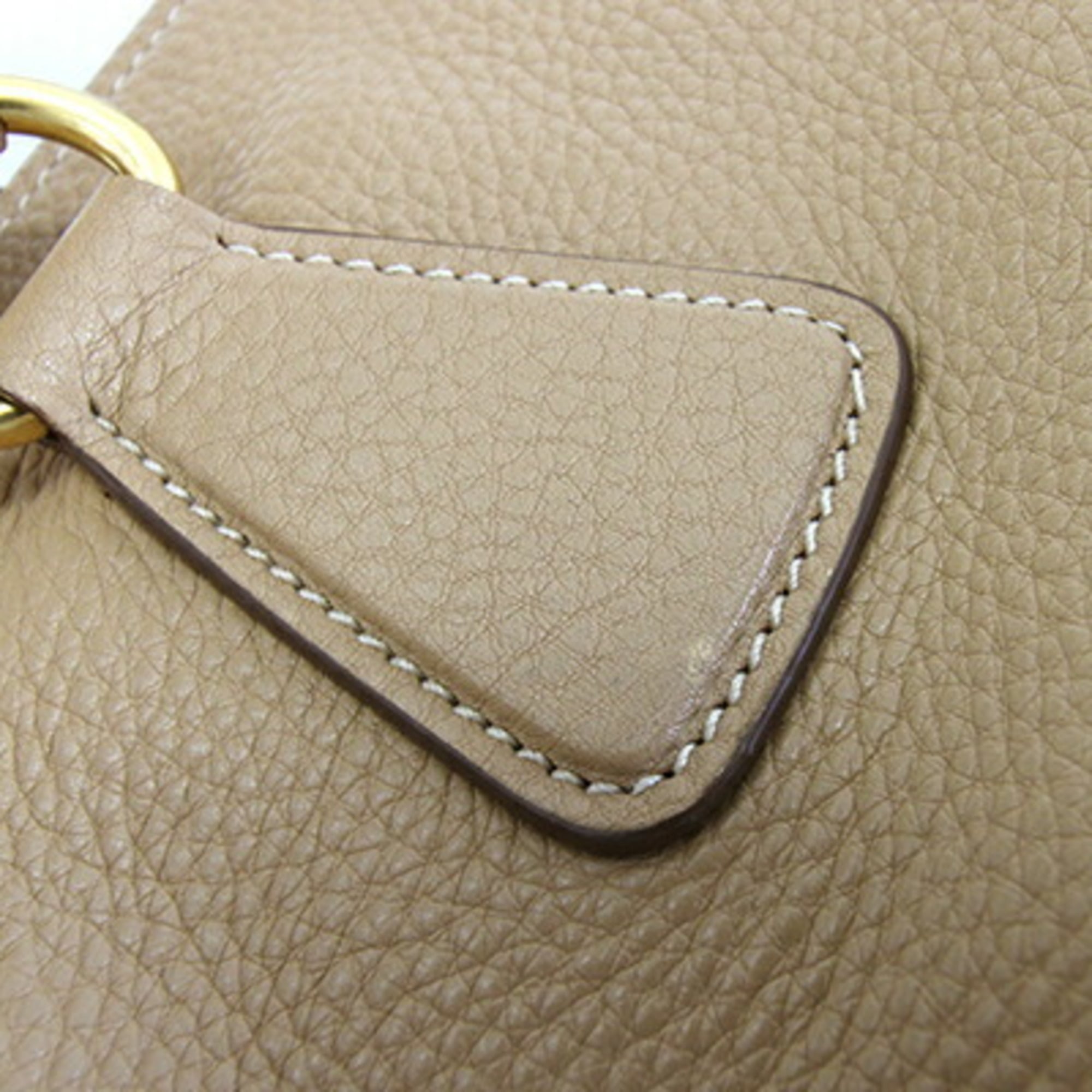 Prada Beige Leather Handbag Tote Bag (Pre-Owned)