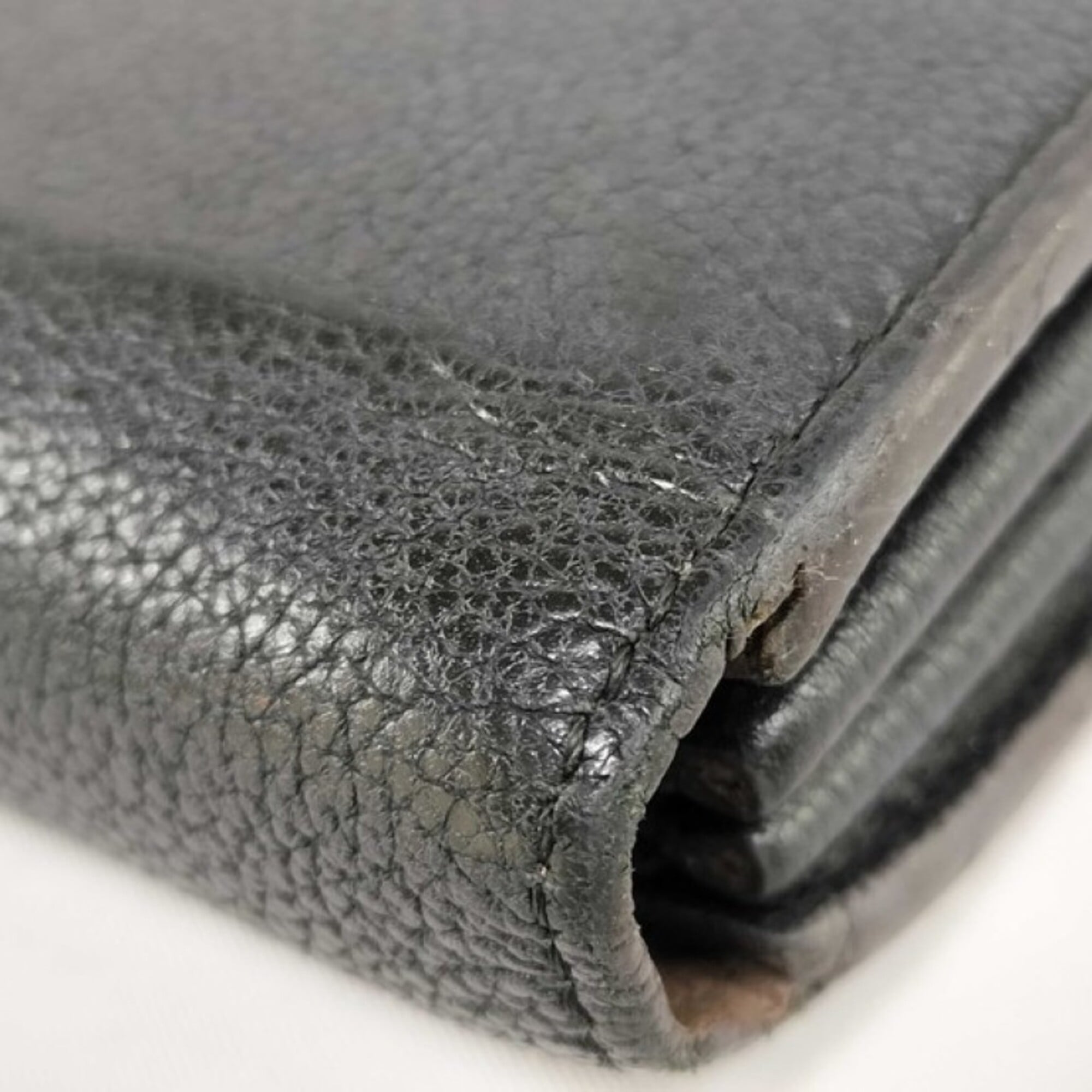 Louis Vuitton Black Leather Long Wallet (Bi-Fold) (Pre-Owned)