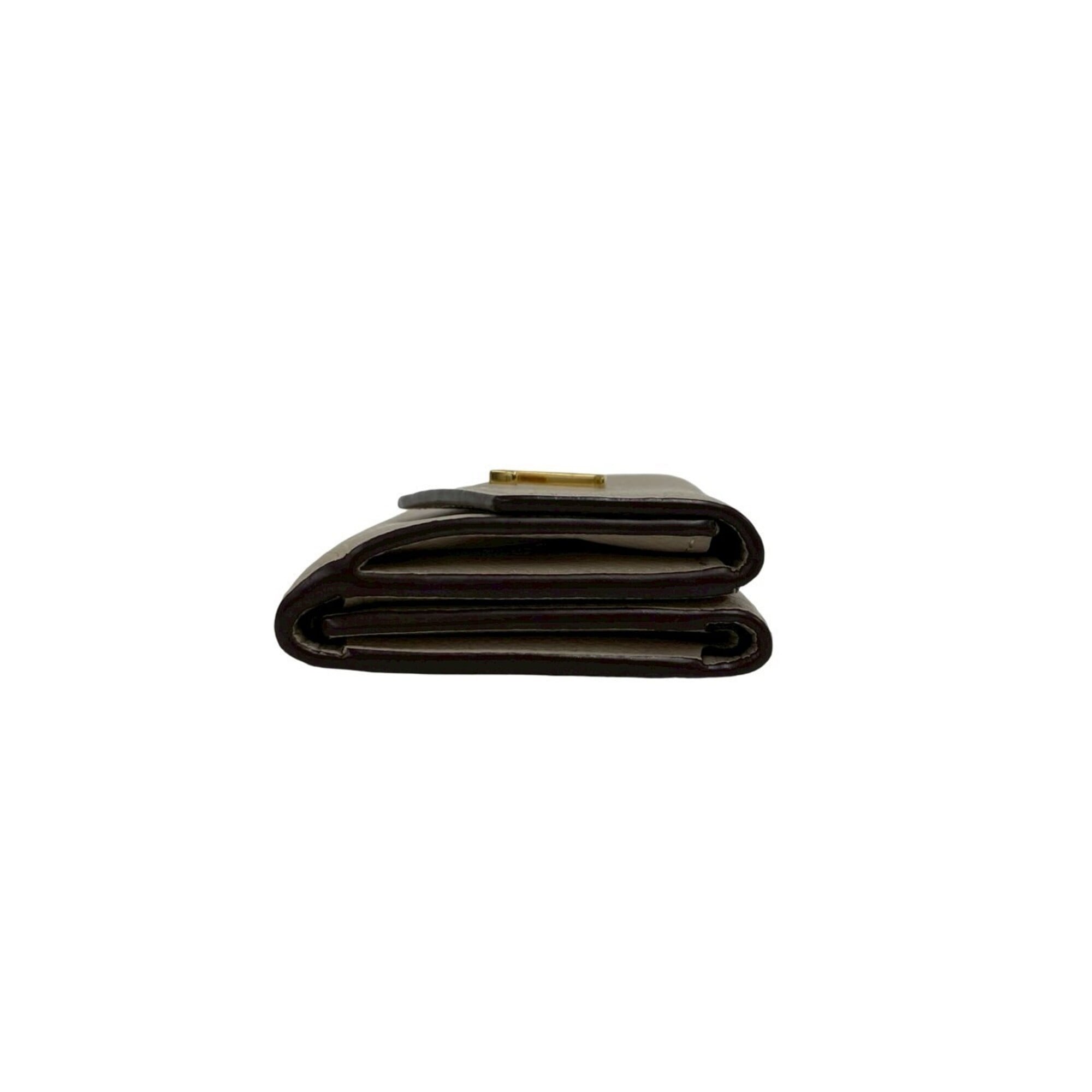 Louis Vuitton Beige Gray Leather Wallet (Tri-Fold) (Pre-Owned)