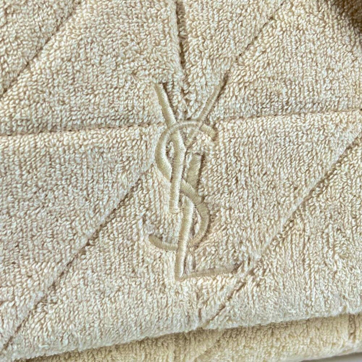 Yves Saint Laurent White Pile Fabric Leather Handbag Shoulder Bag (Pre-Owned)