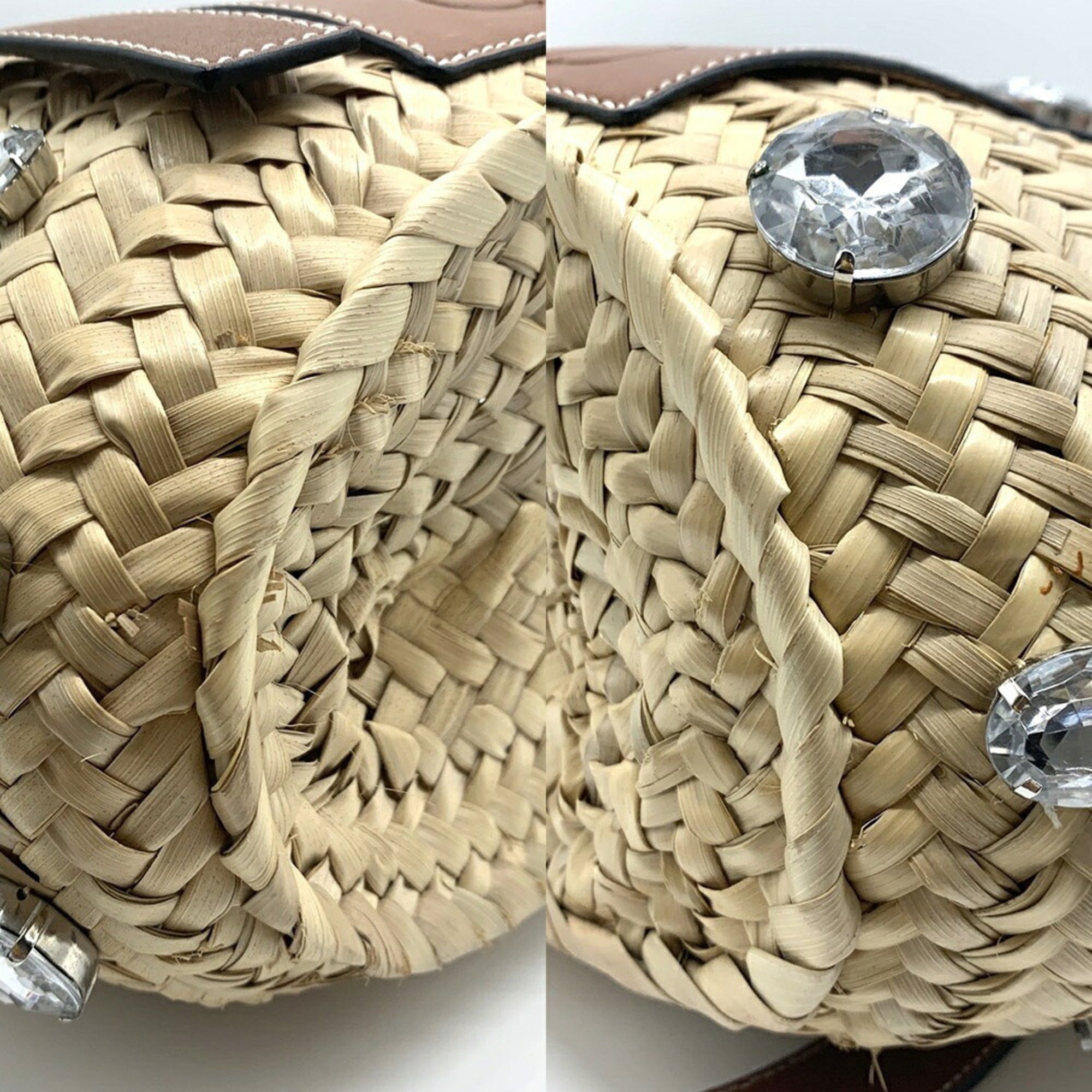 Loewe Brown Leather Raffia Basket (Pre-Owned)
