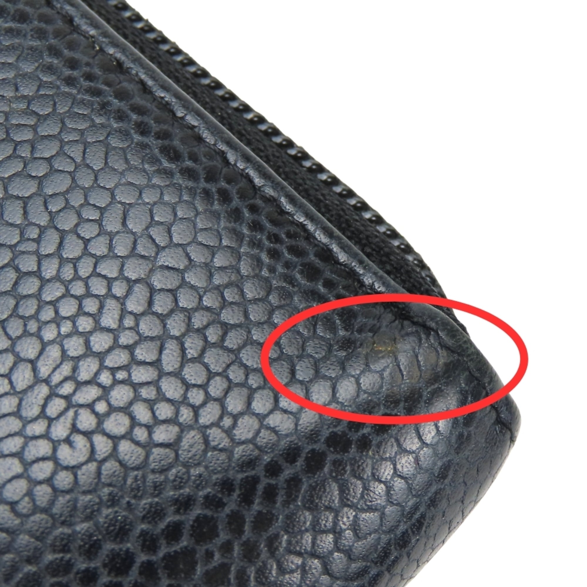 Chanel Black Grained Calfskin Long Wallet (Bi-Fold) (Pre-Owned)