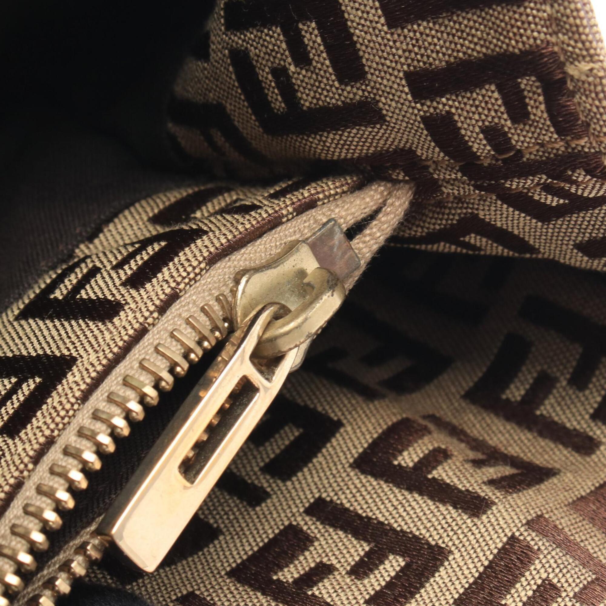 Fendi Beige Brown Canvas Leather Handbag Tote Bag (Pre-Owned)