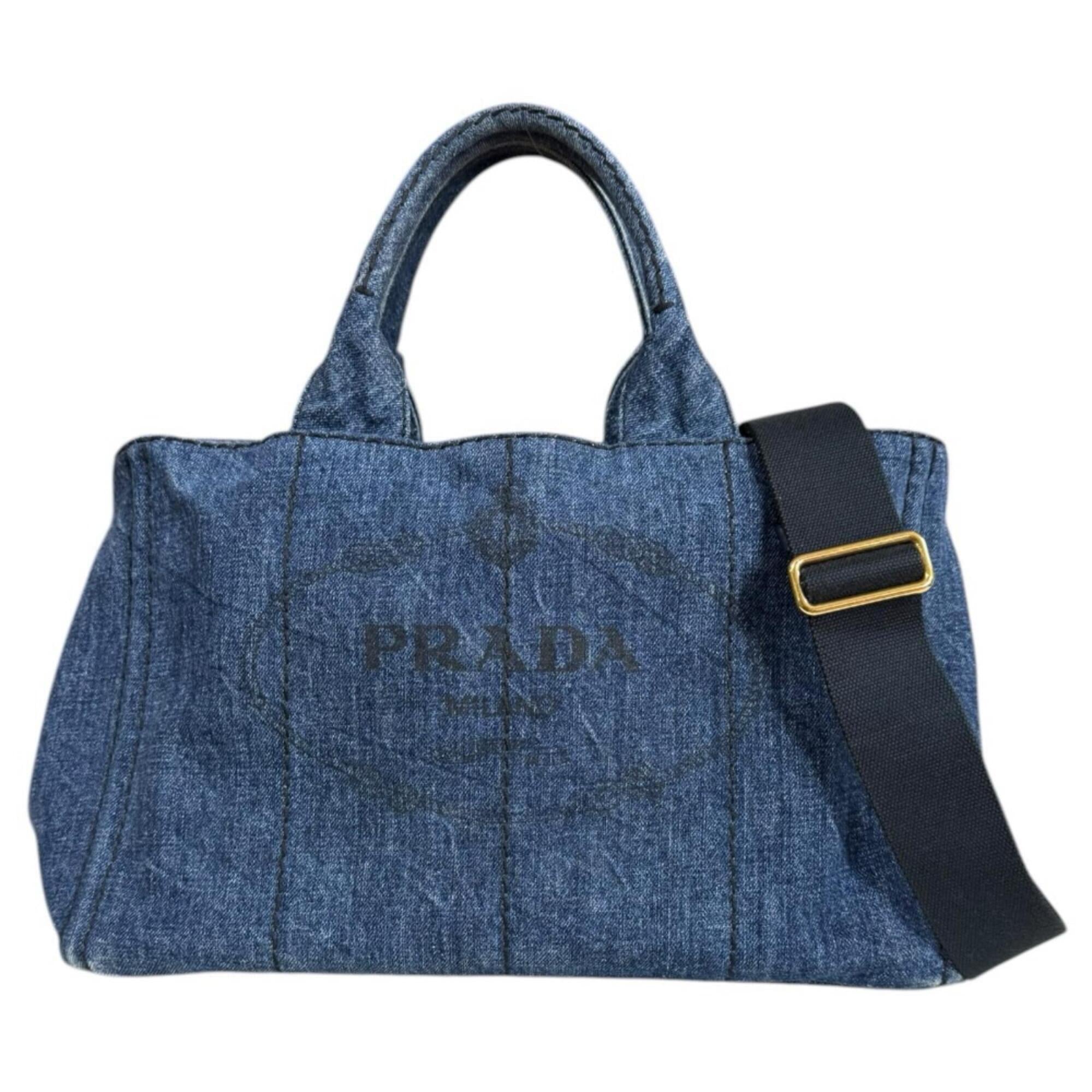 Prada Blue Denim Shoulder Bag (Pre-Owned)