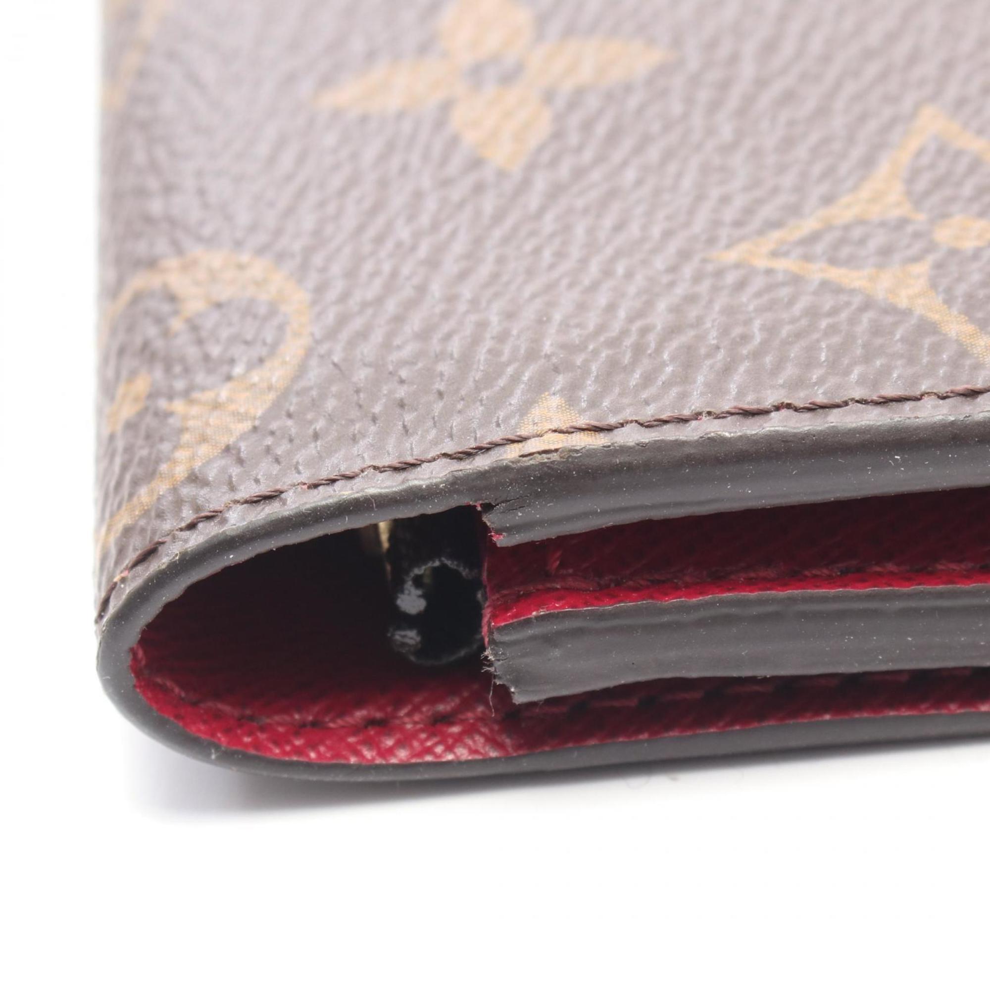 Louis Vuitton Brown Fuchsia Monogram Pink Monogram Leather Long Wallet (Bi-Fold) (Pre-Owned)