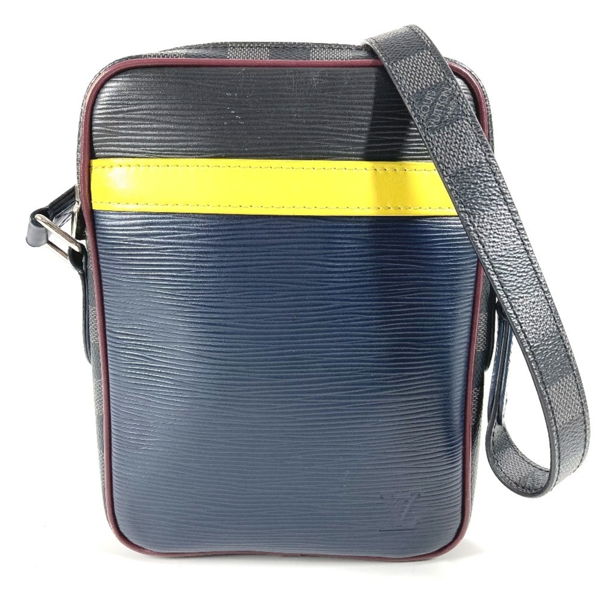 Louis Vuitton Galle Navy Yellow Damier Graphite Epi Leather Pochette Shoulder Bag (Pre-Owned)