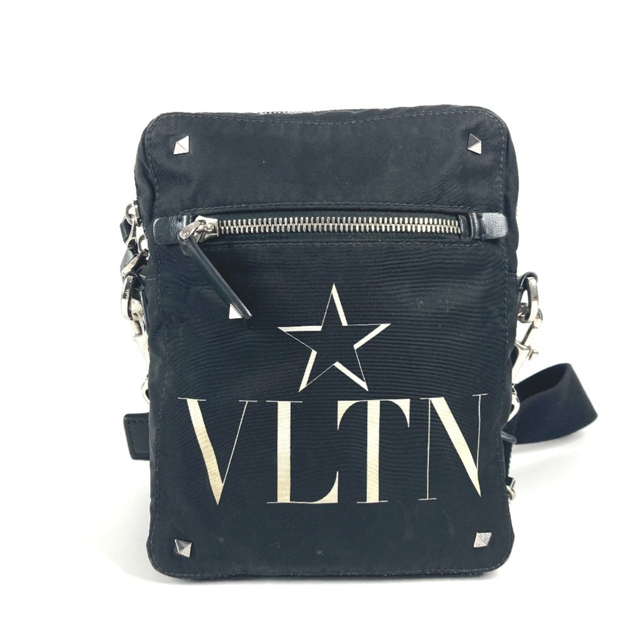 Valentino Black White Nylon Pochette Shoulder Bag (Pre-Owned)