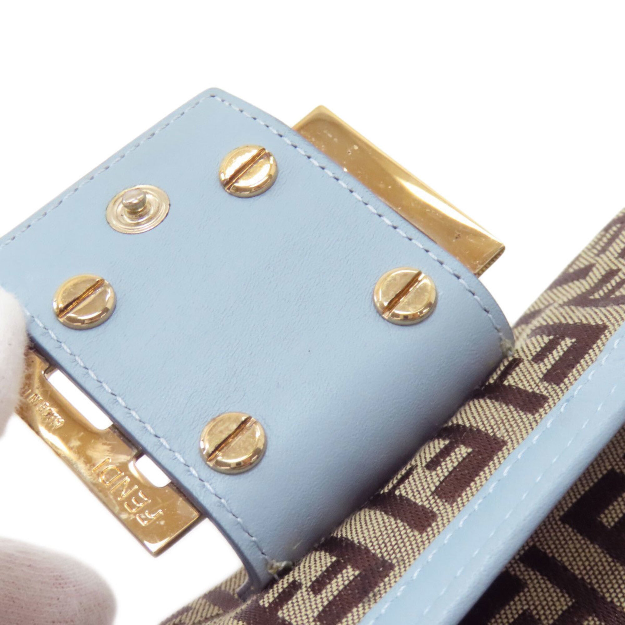 Fendi Zucchino Brown Light Blue Zucchino Long Wallet (Bi-Fold) (Pre-Owned)